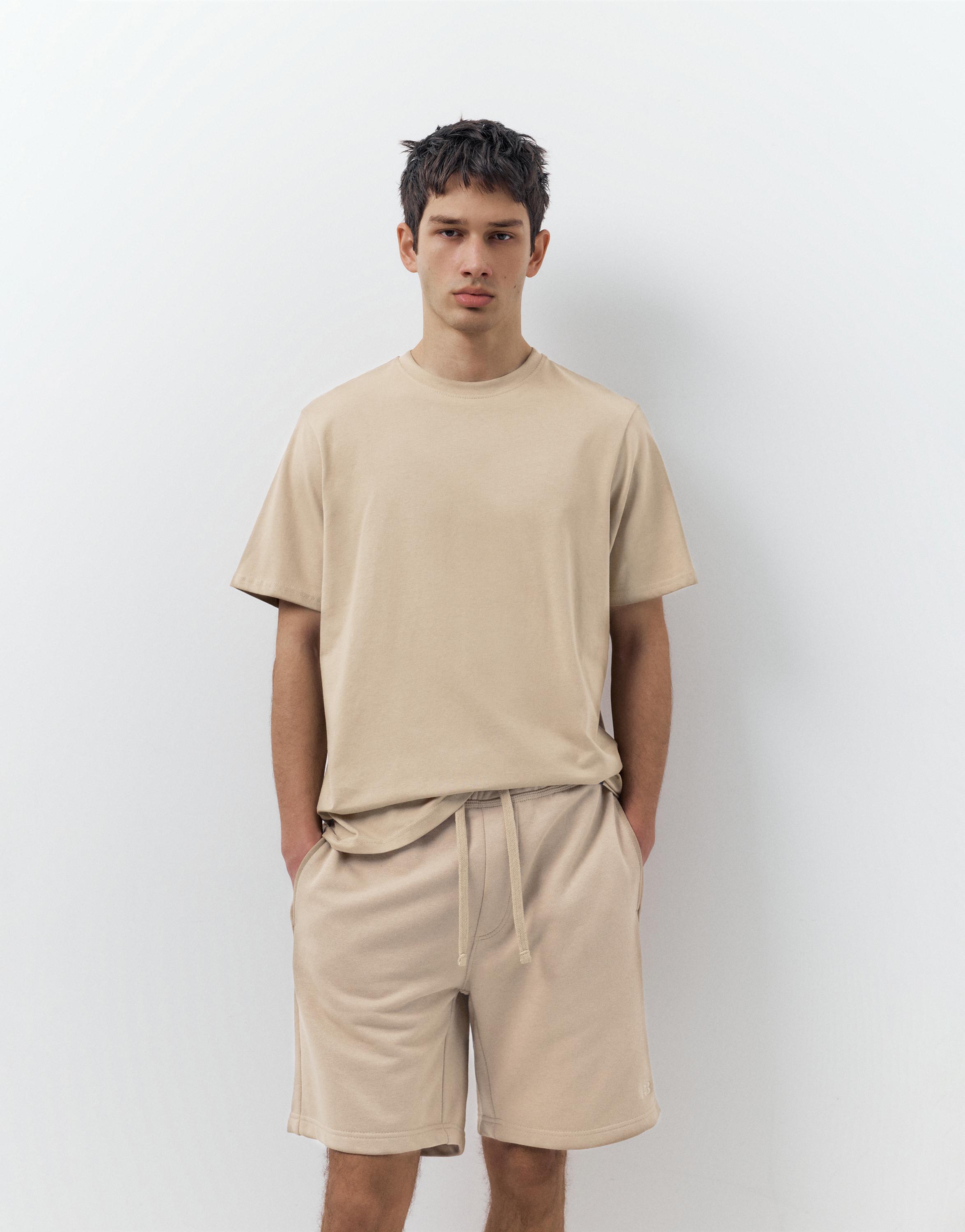 Pack of Bermuda jogger shorts and T-shirt — Sand