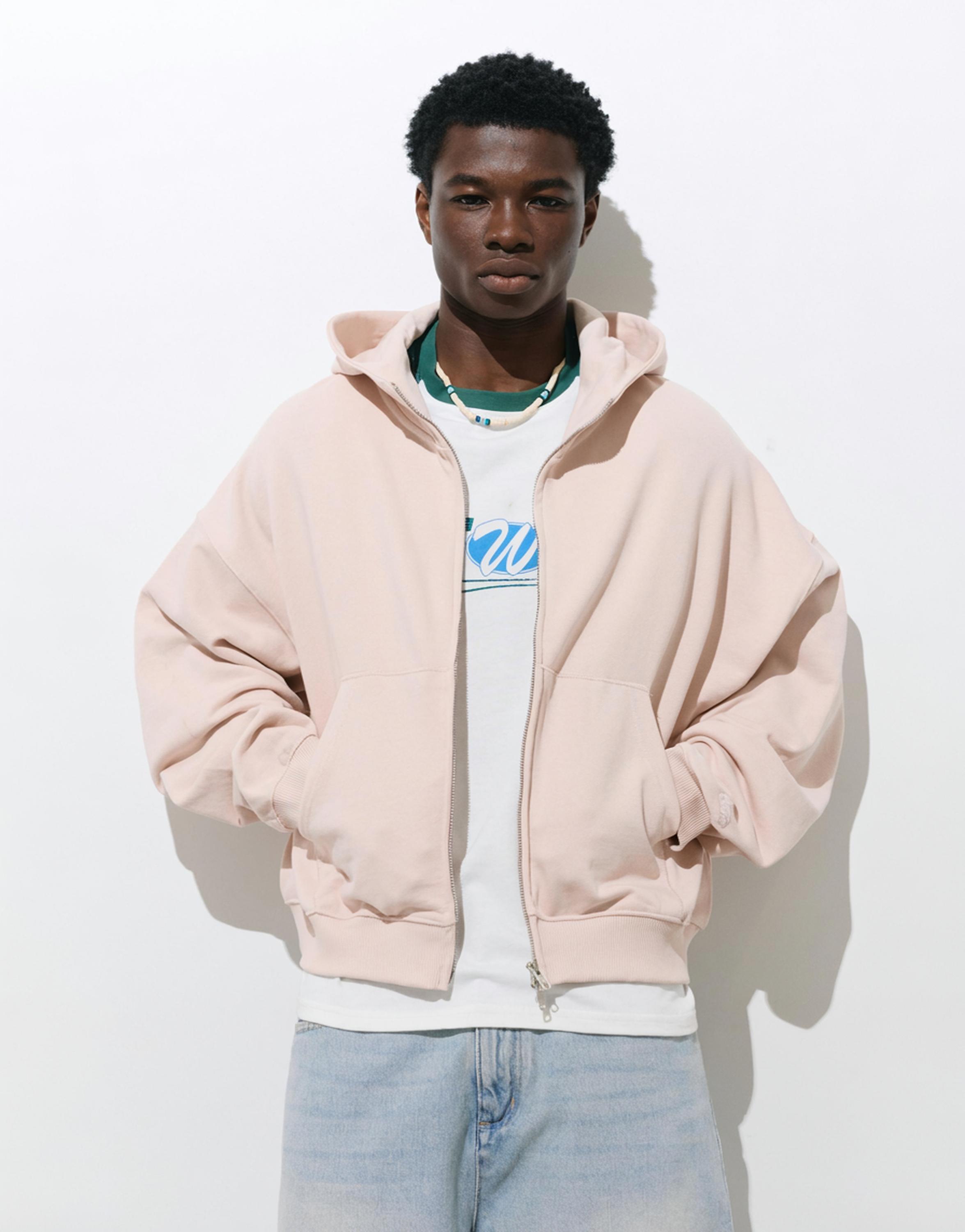 Oversize zip-up hoodie — Pink