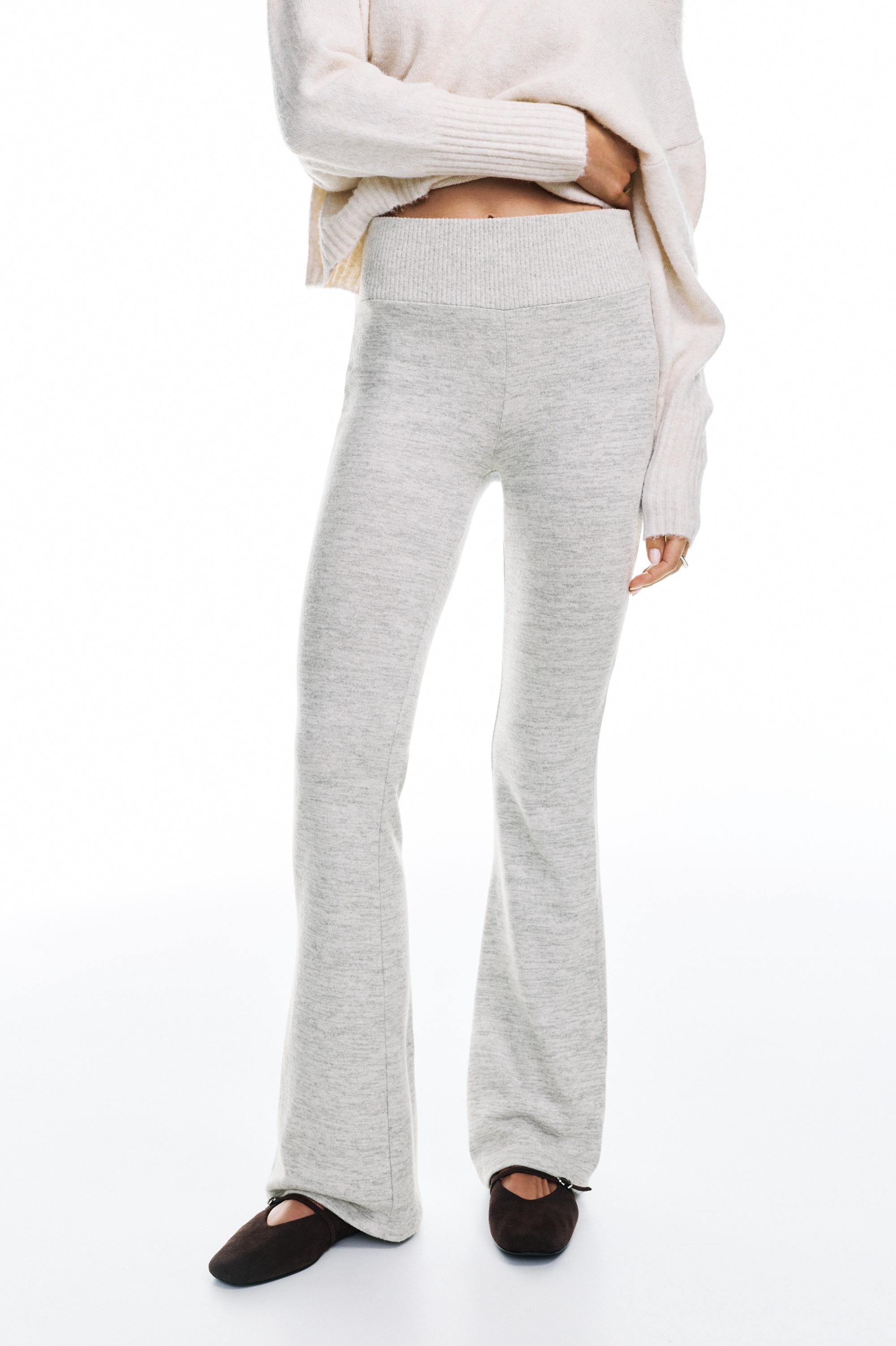 Soft touch flared trousers — Pale marl