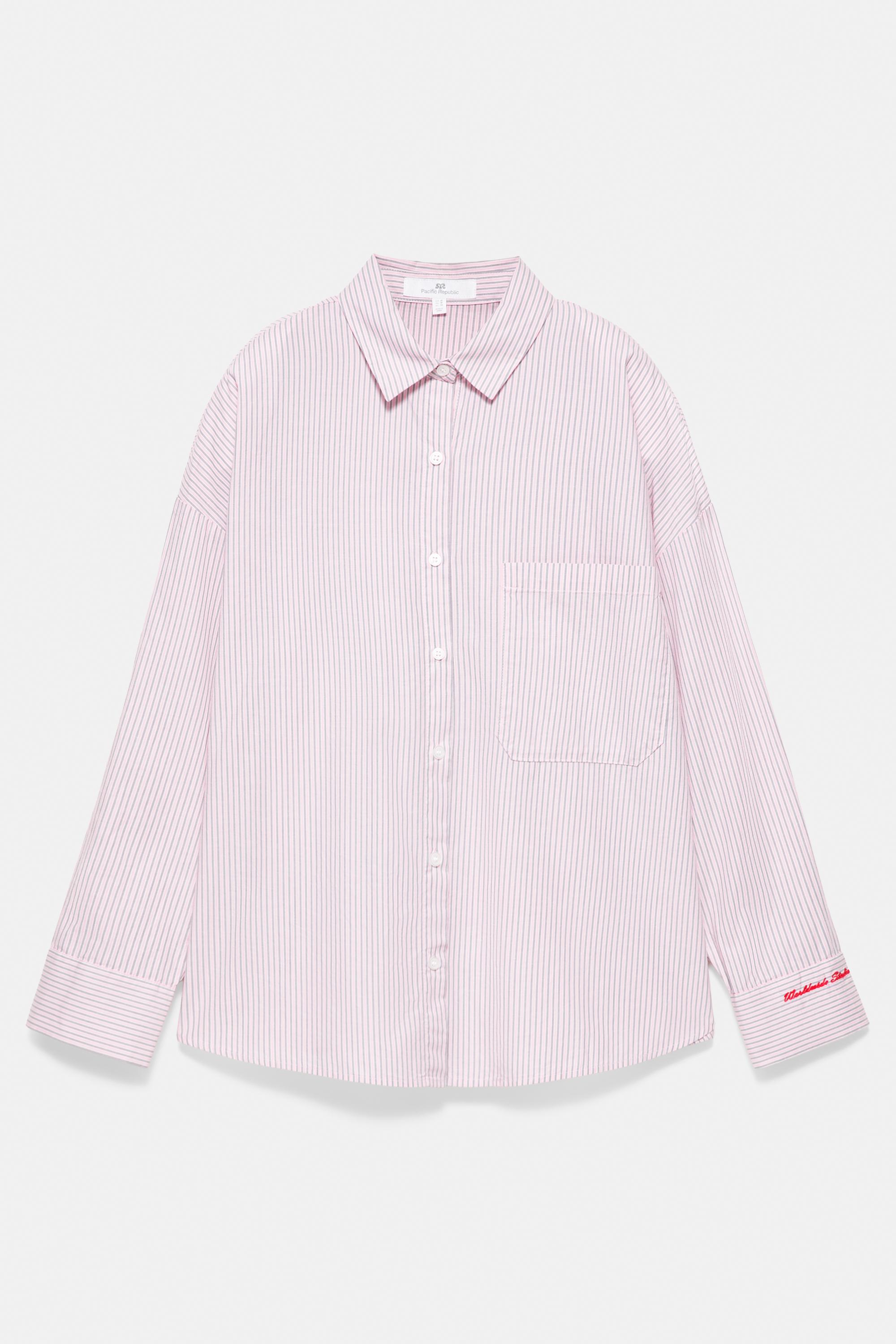Embroidered striped shirt — Pastel pink