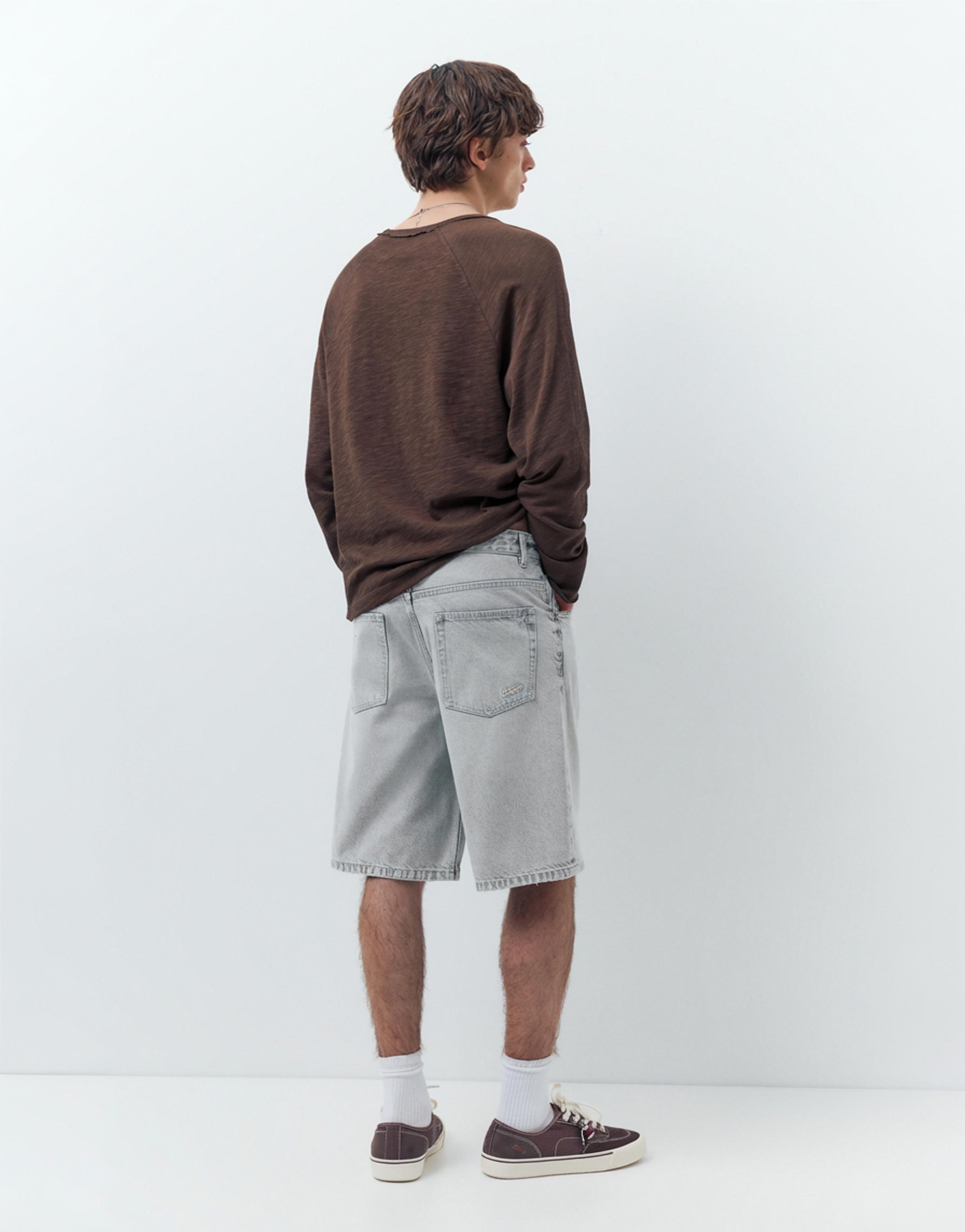 Baggy denim Bermuda shorts — Dark grey