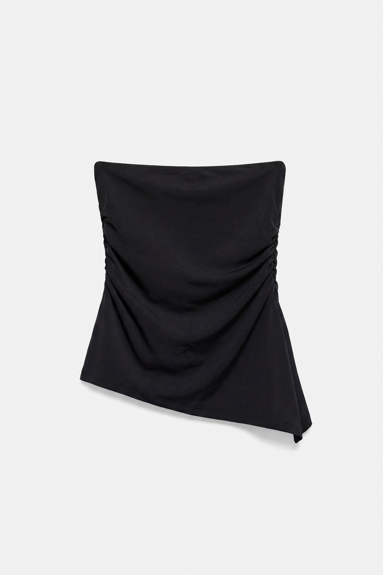 Asymmetric bandeau top — Black