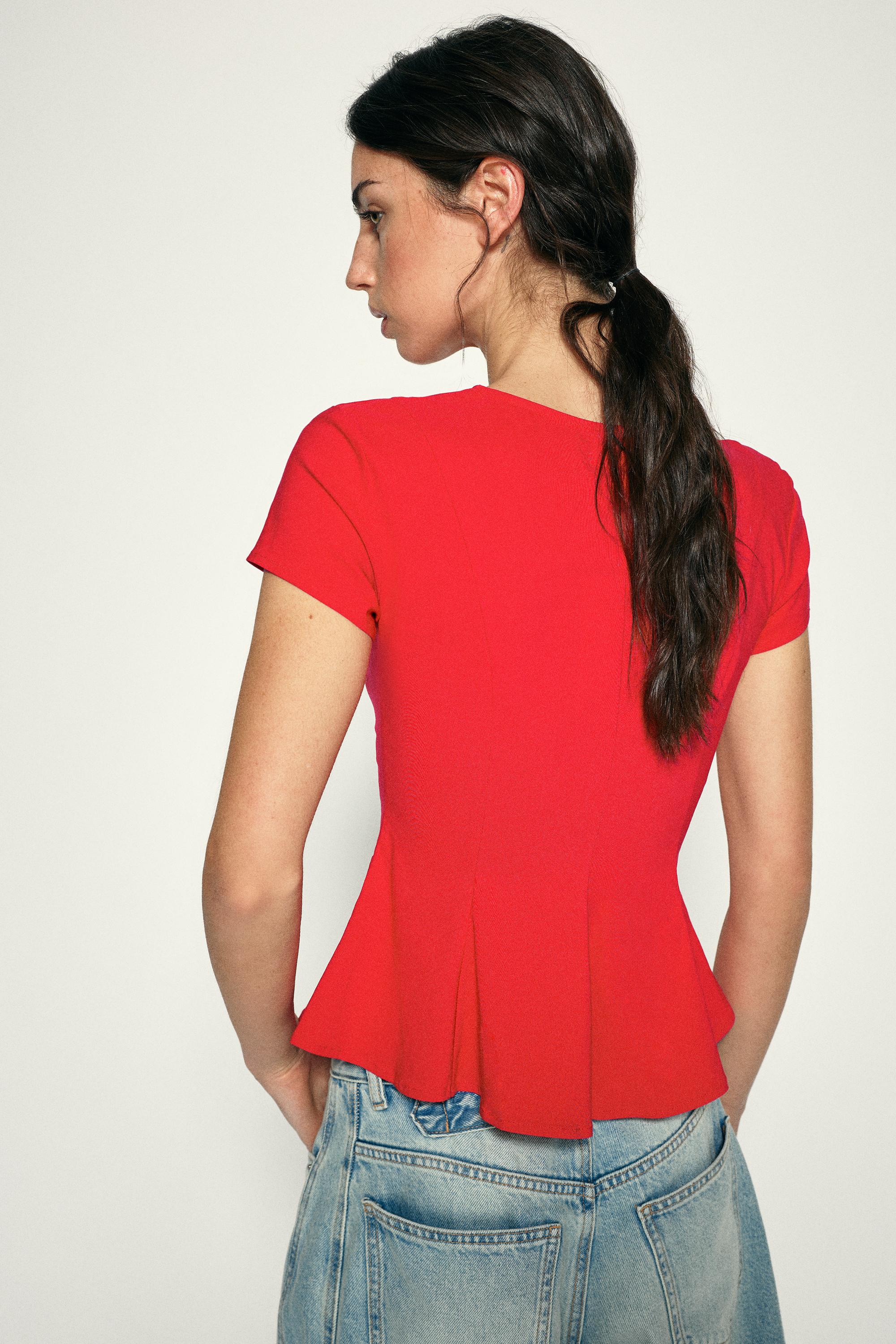 Peplum top — Red
