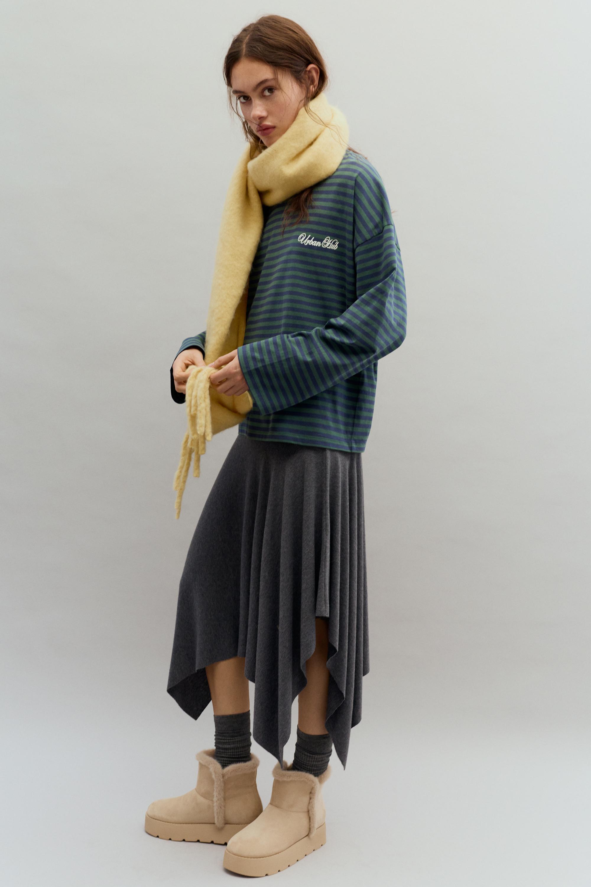 Yazılı çizgili uzun kollu t-shirt - Görsel 19