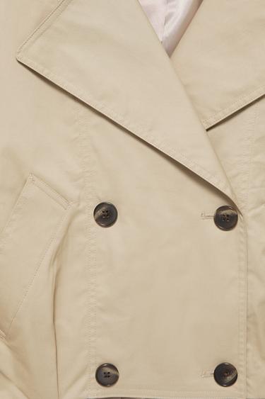 Balloon-fit short trench coat — Sand 8