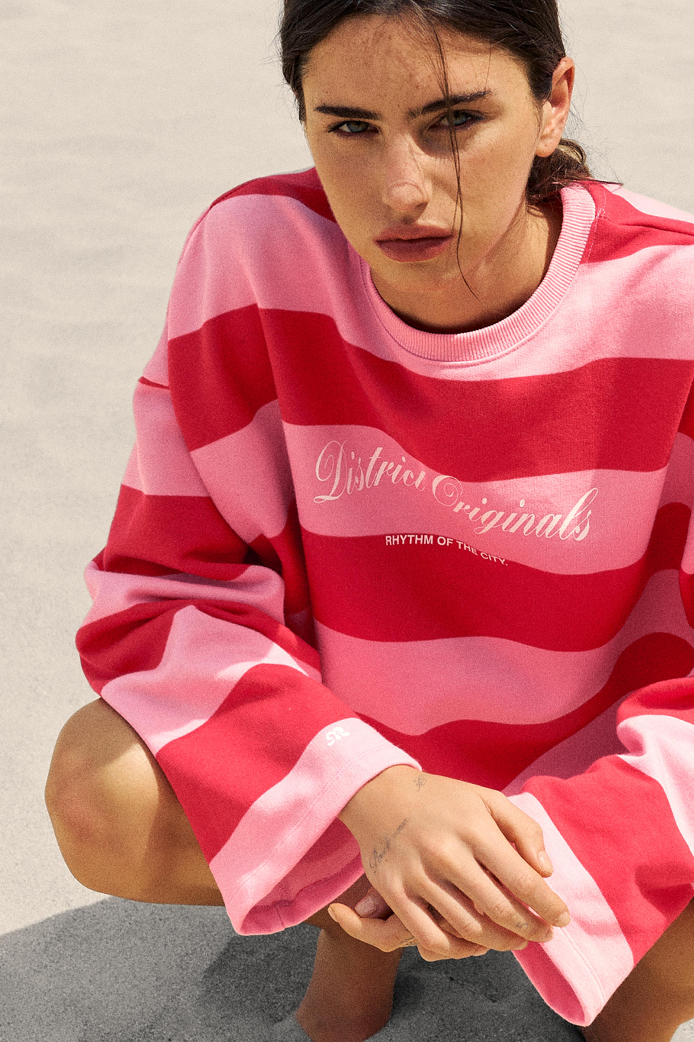Oversize striped sweatshirt — Red