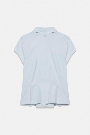 Pleated short sleeve shirt — Bluish grey 6