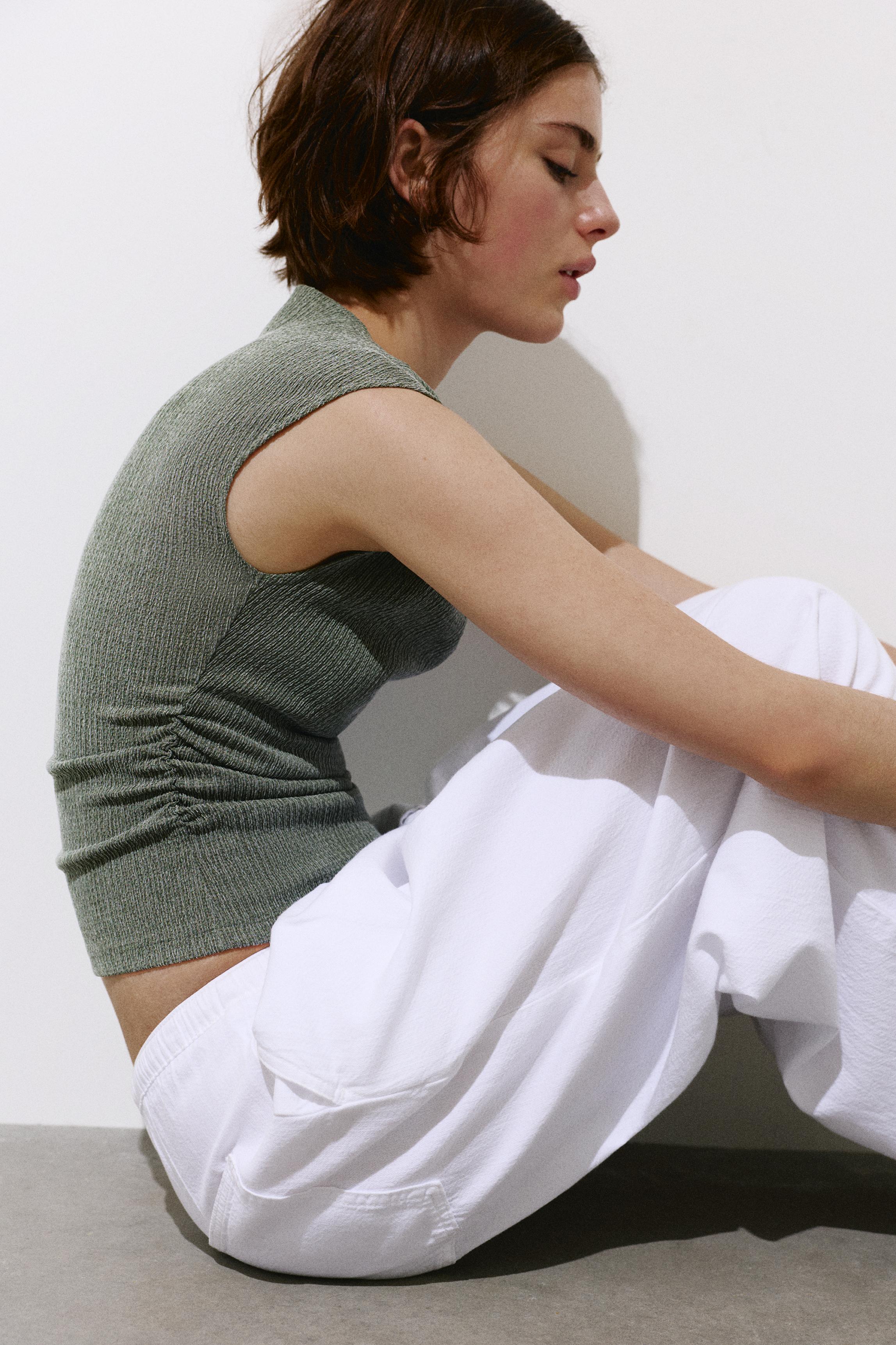 Crepe top — Khaki