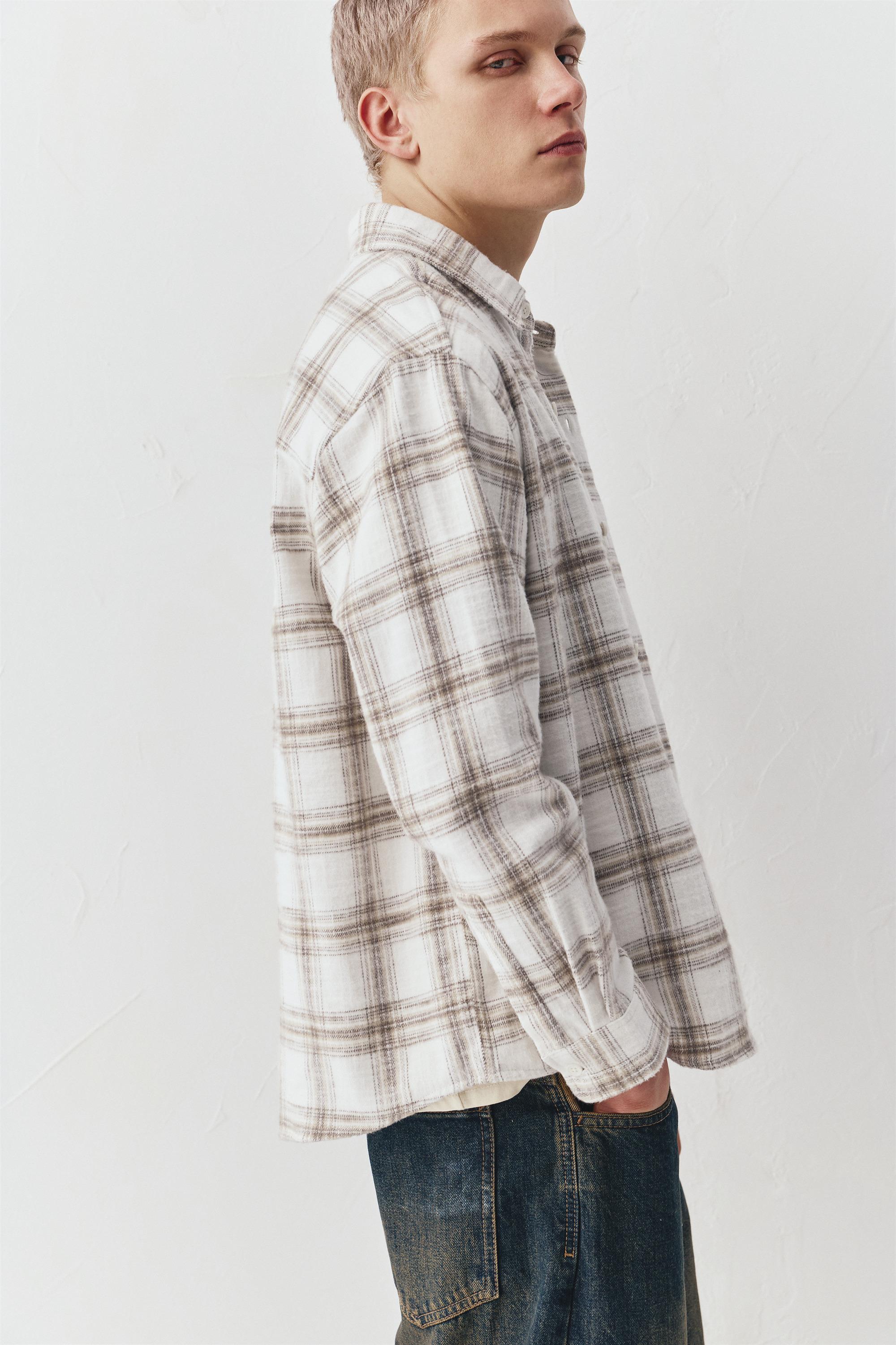 Kareli uzun kollu gömlek - Görsel 15