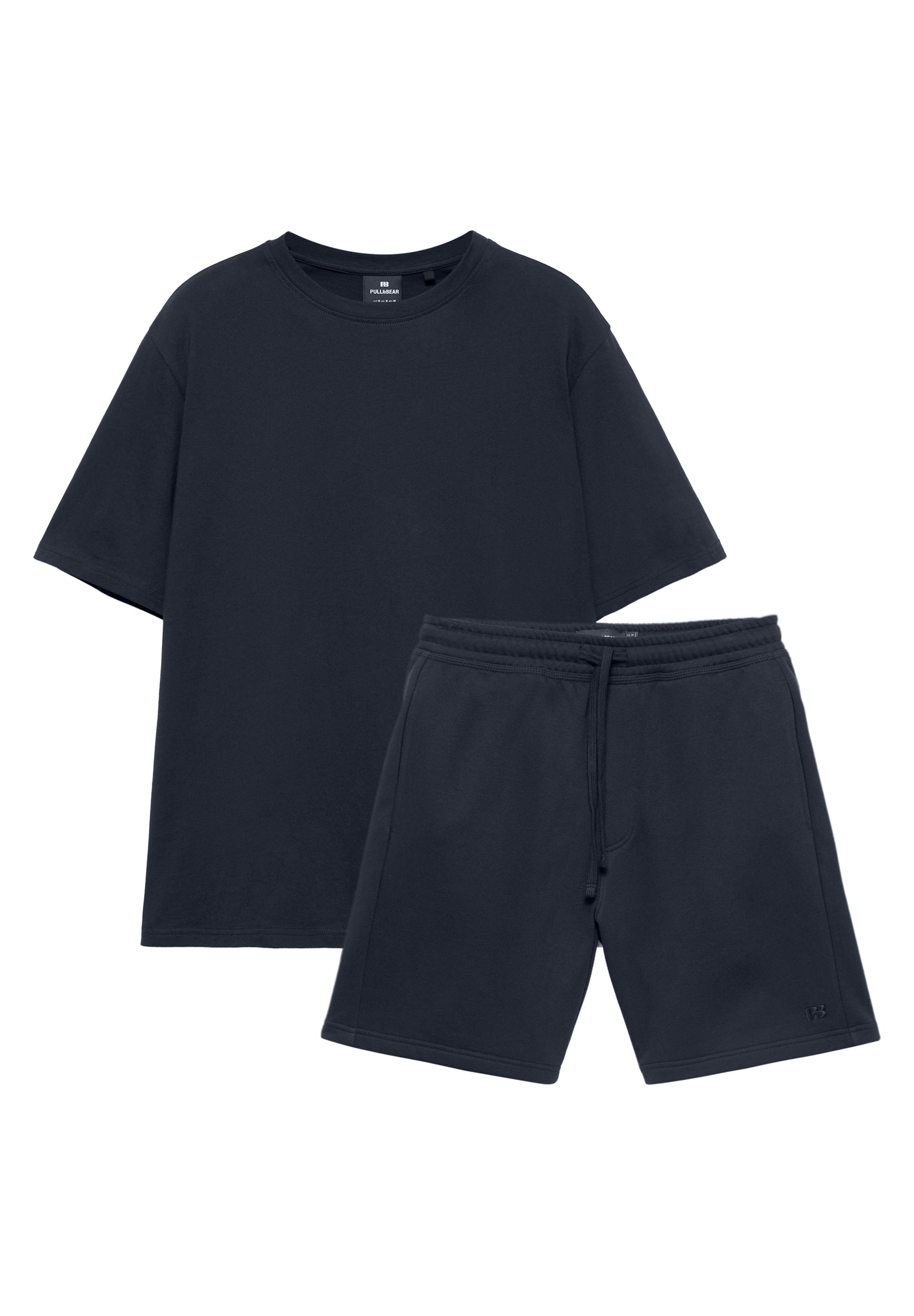 Pack of Bermuda jogger shorts and T-shirt — Dark navy