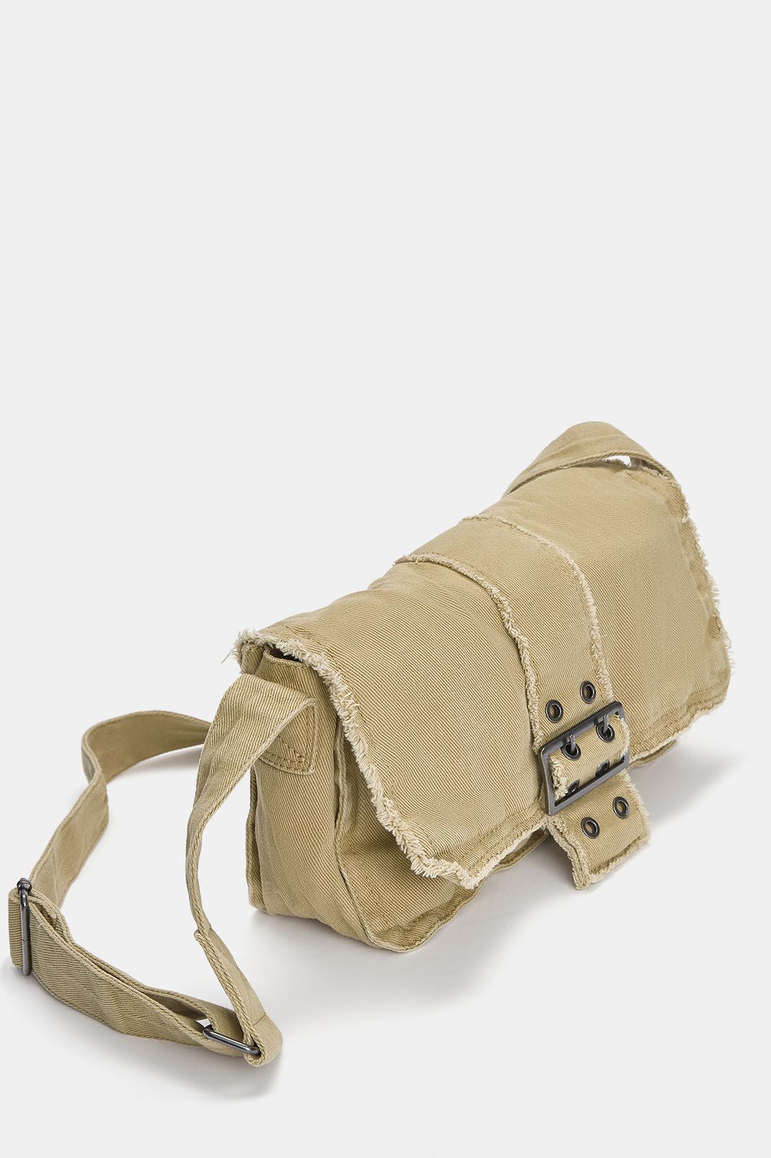 Distressed effect canvas messenger bag - pull&bear