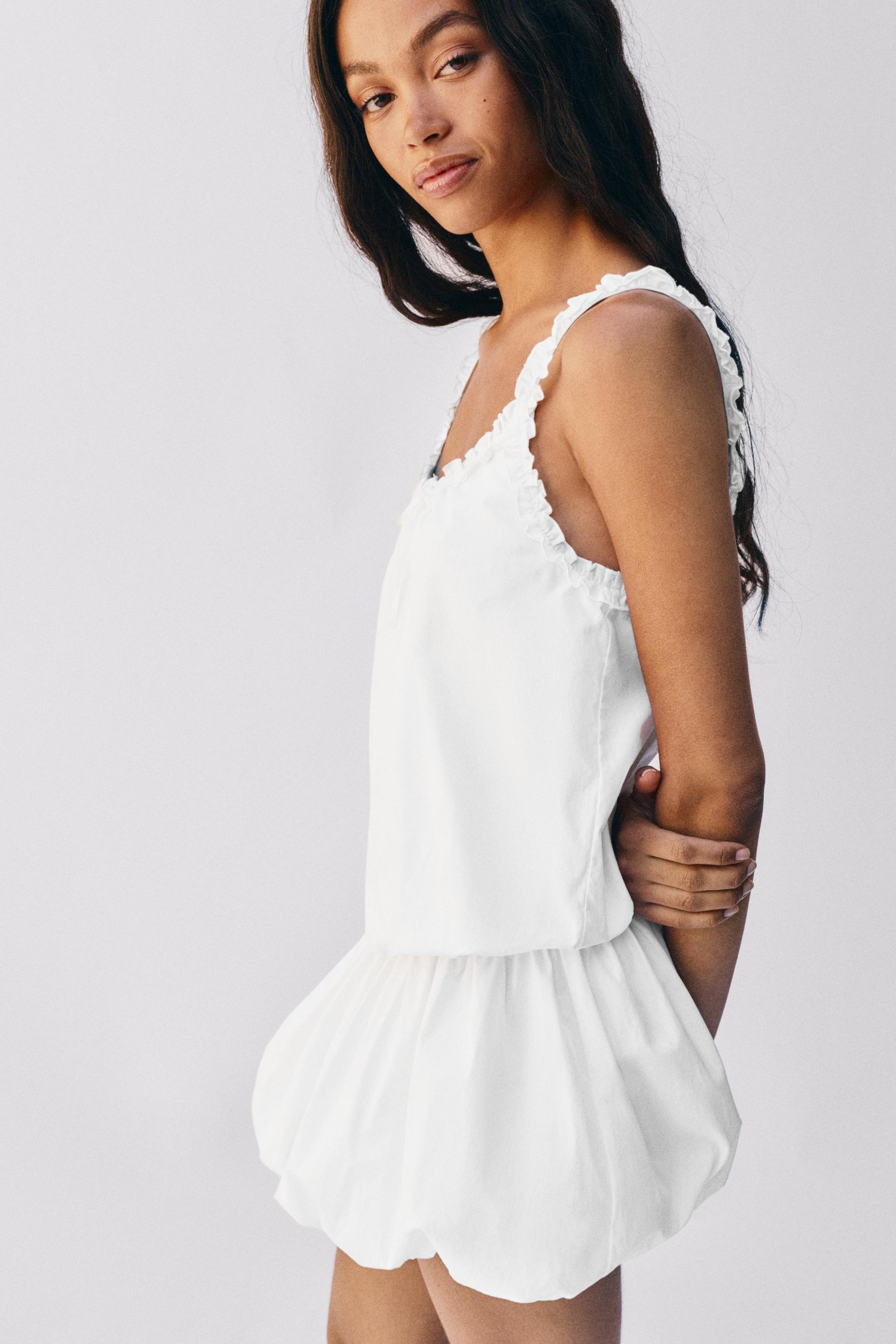 White short balloon dress — White