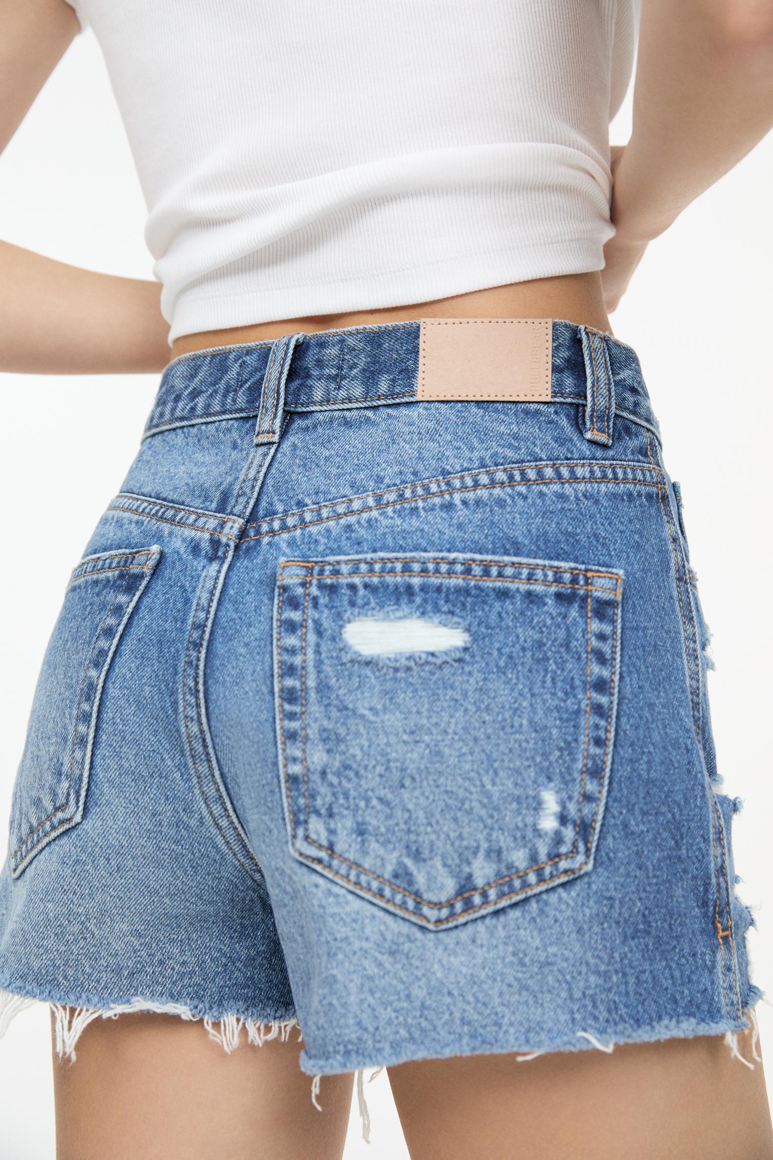 Yırtık detaylı denim şort - Görsel 76