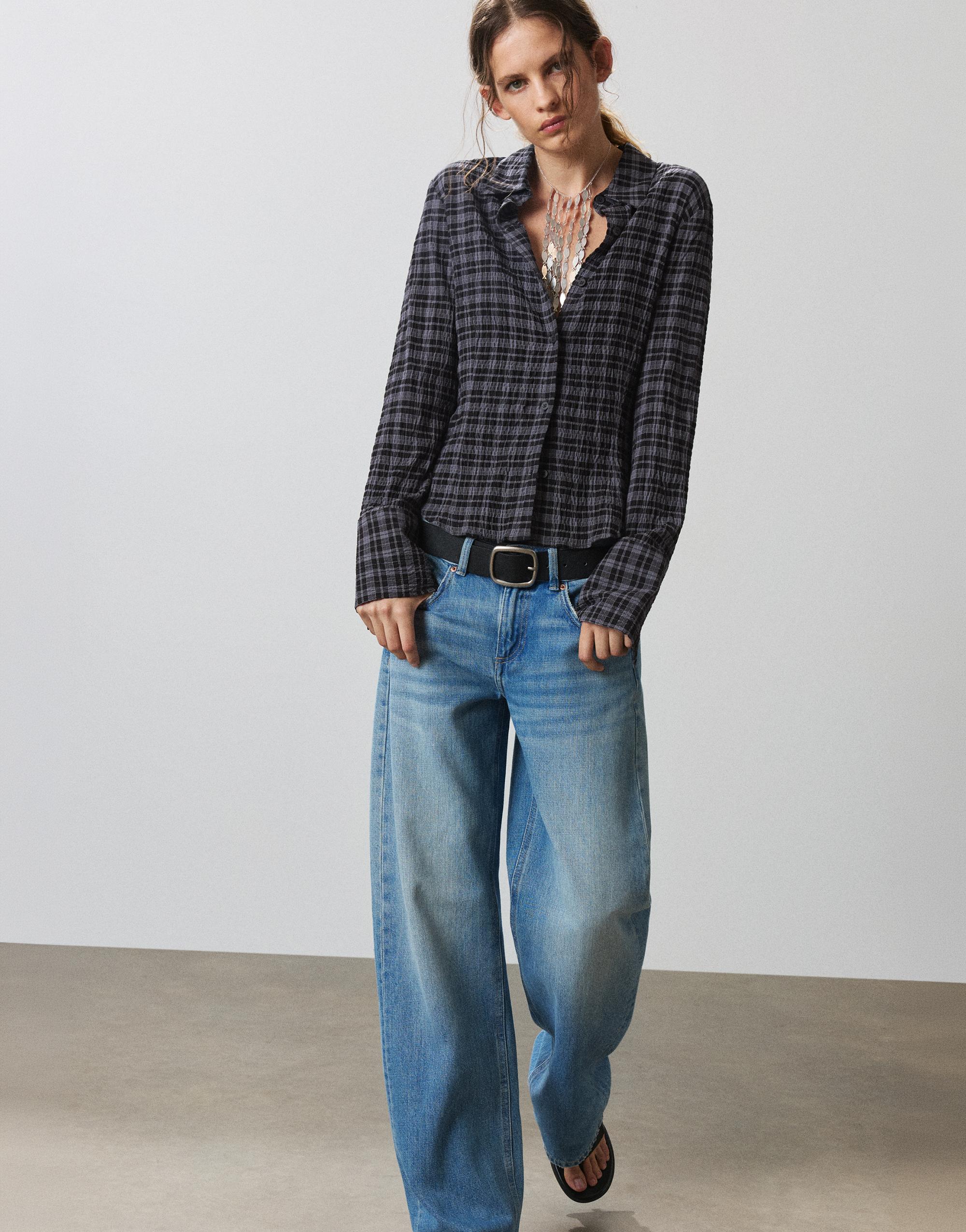 Darted check shirt — Anthracite grey
