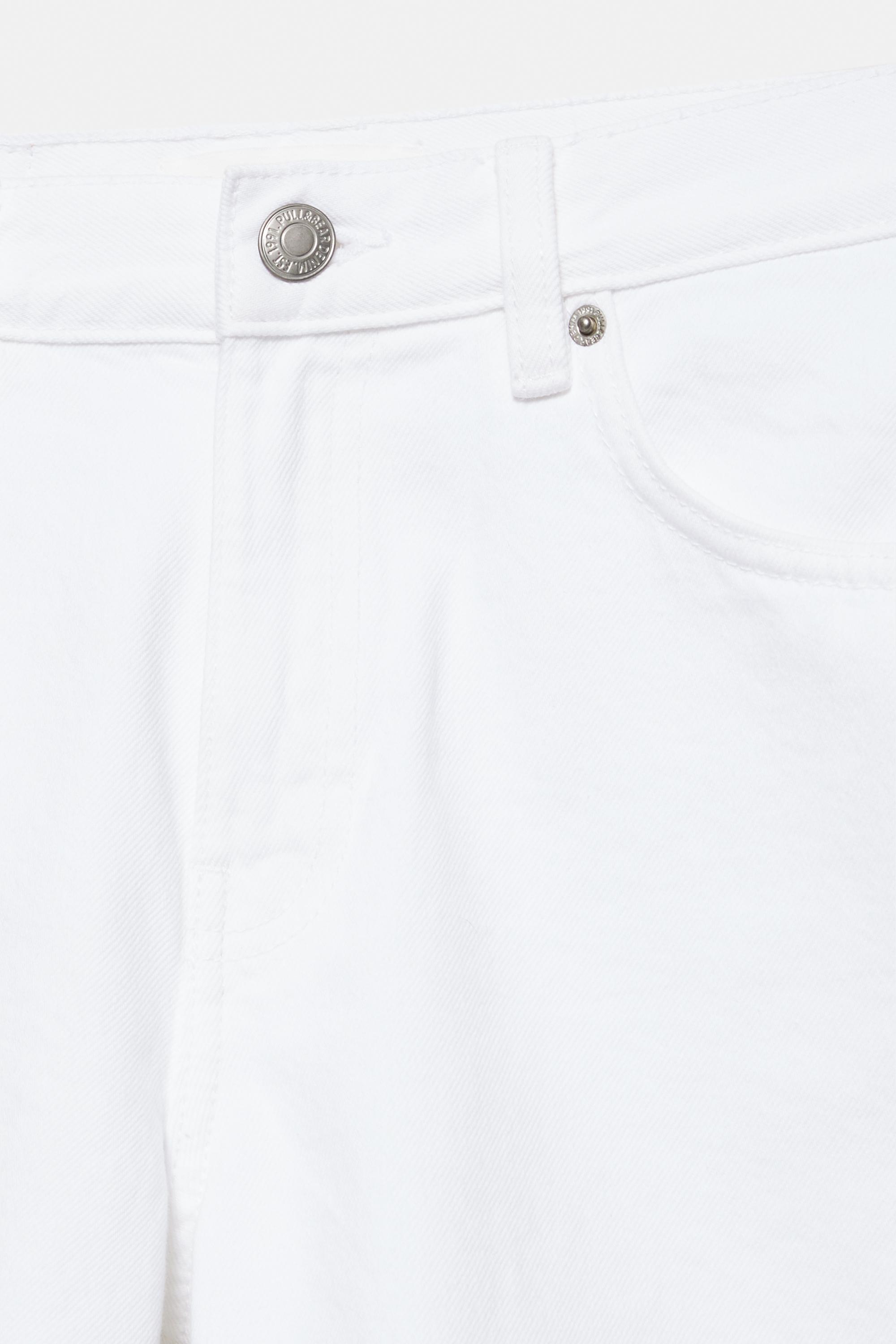 Mid-waist denim Bermuda shorts — White