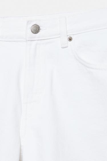 Mid-waist denim Bermuda shorts — White 8