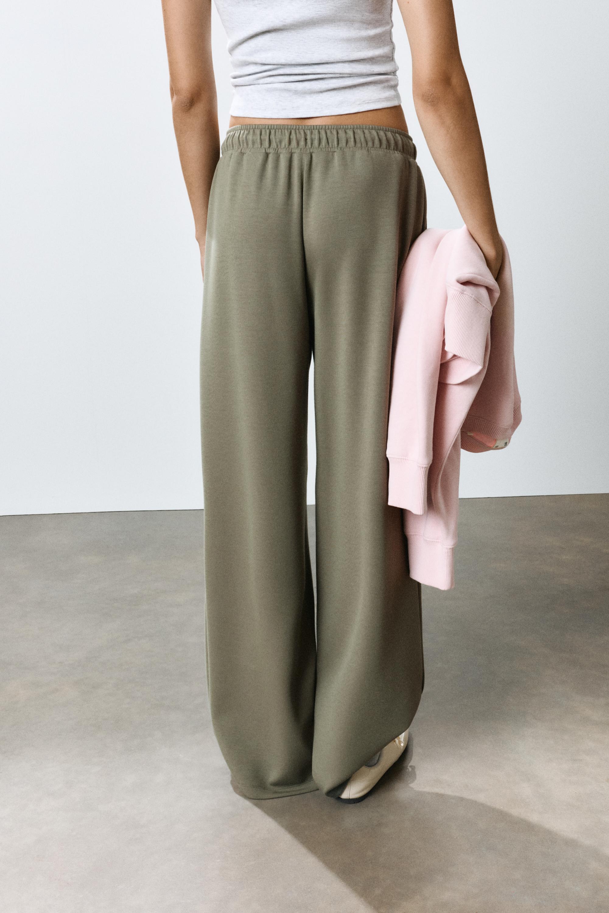 Modal wide-leg trousers — Khaki