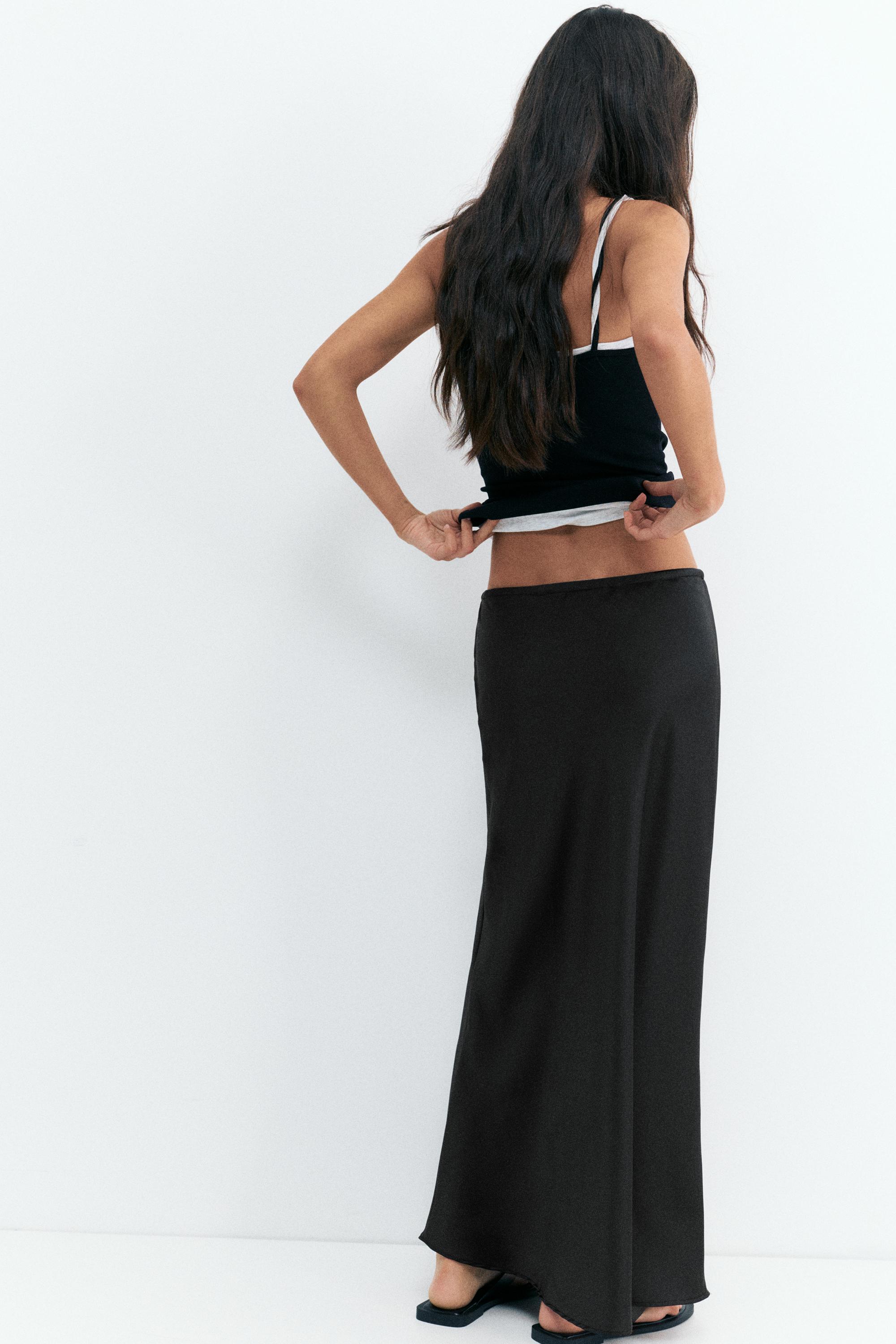 Satin midi skirt — Black