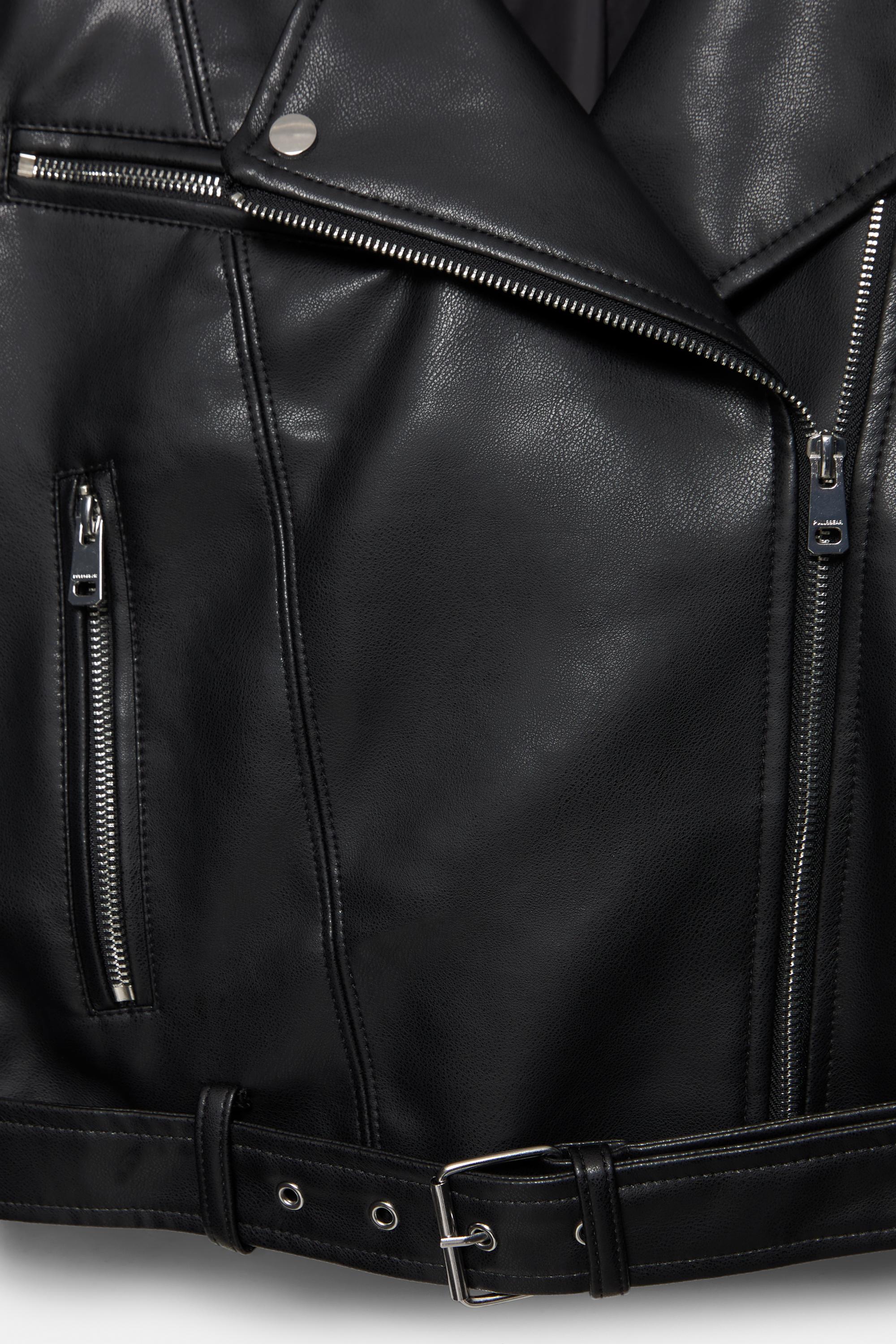 Suni deri biker ceket - Görsel 13