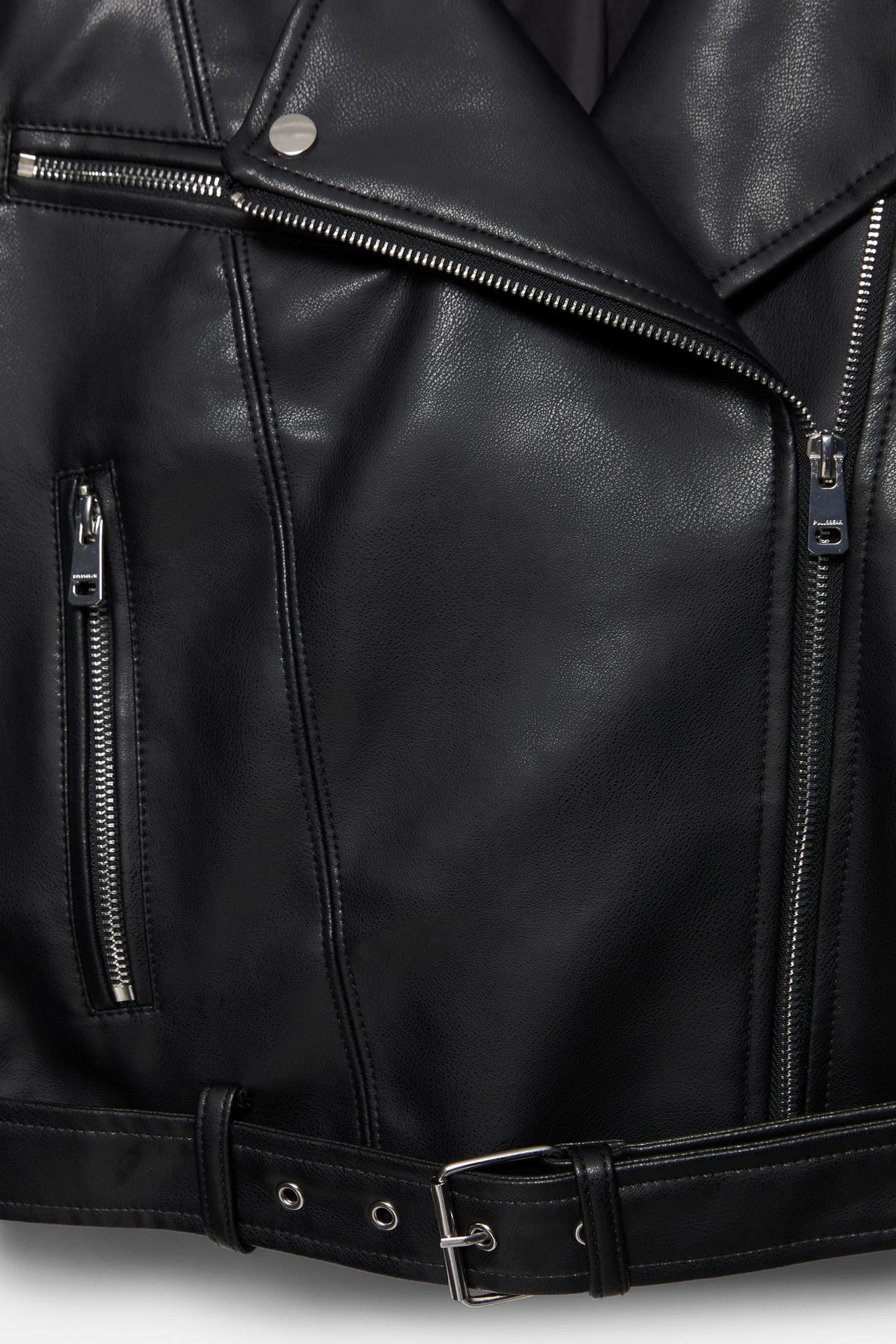 Leather effect biker jacket — Black