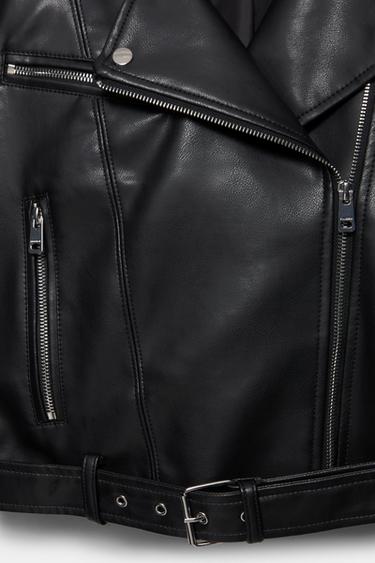 Leather effect biker jacket — Black 6