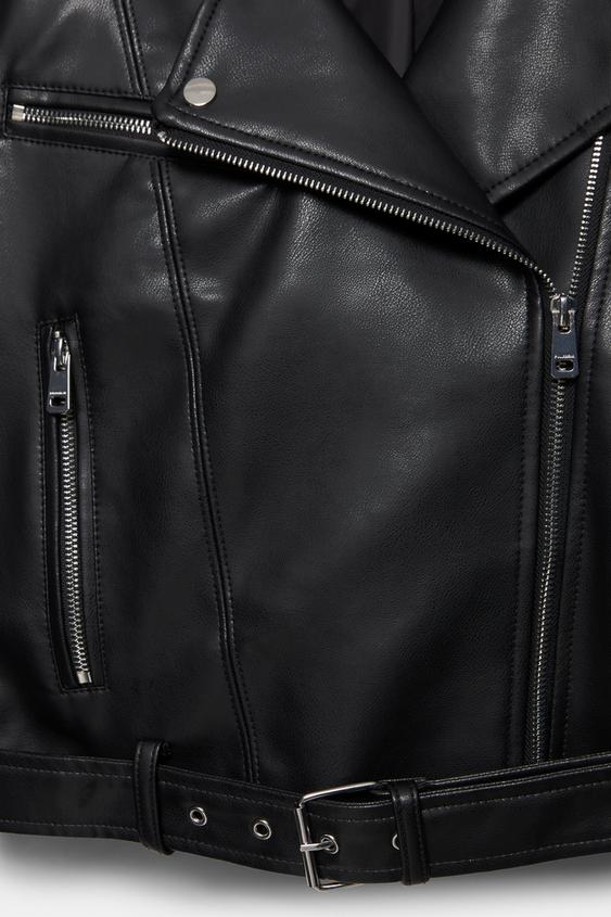 Suni deri biker ceket