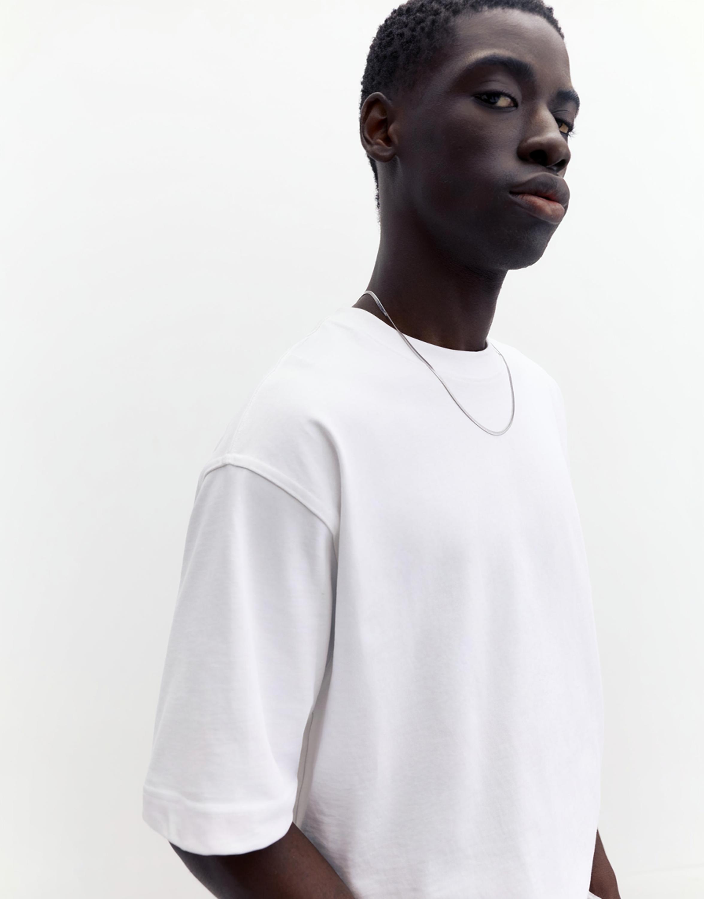 Cropped short sleeve T-shirt — Off white