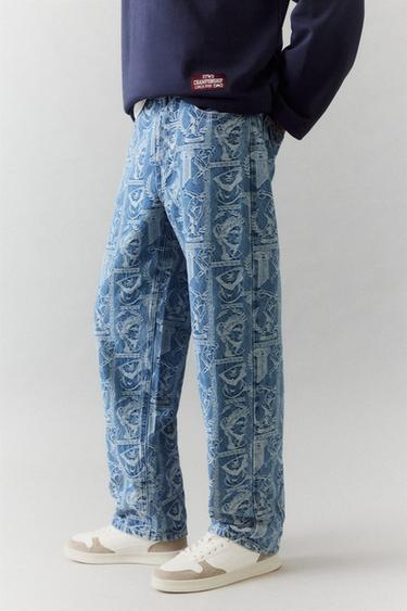 Printed baggy jeans — Medium blue 6