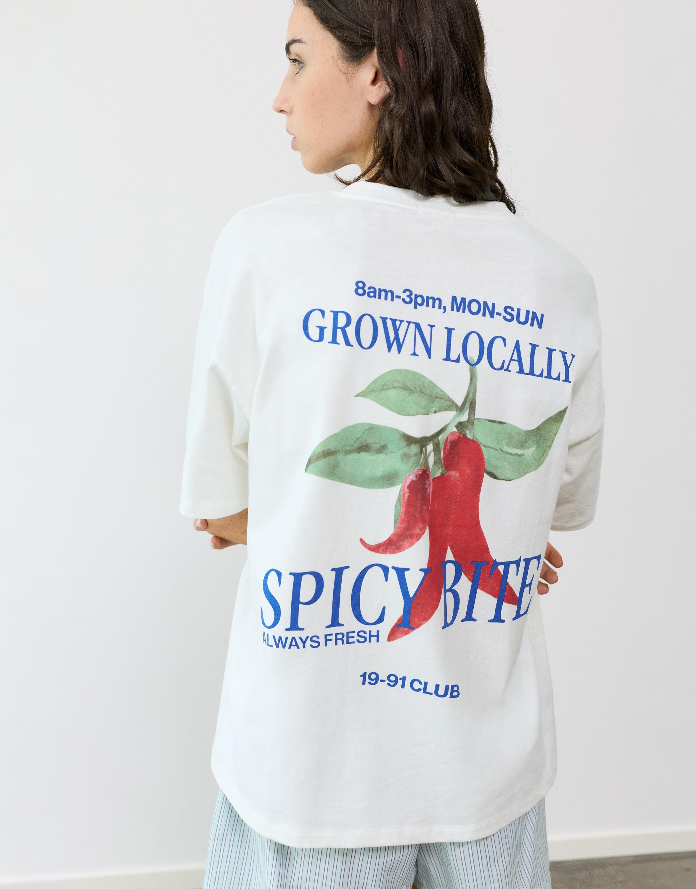 Oversize chilli graphic T-shirt — Ice