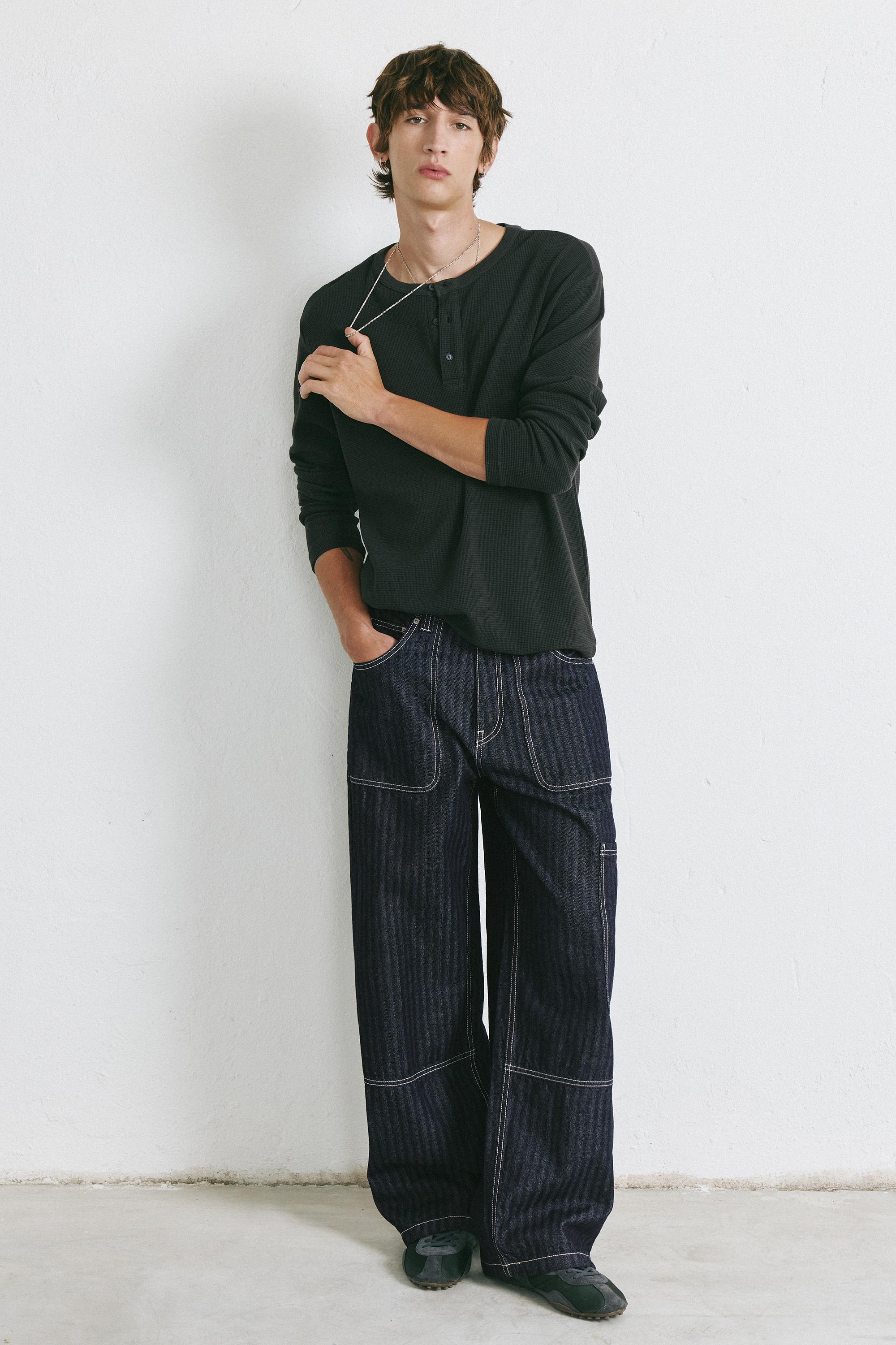Jeans cargo relaxed rayas