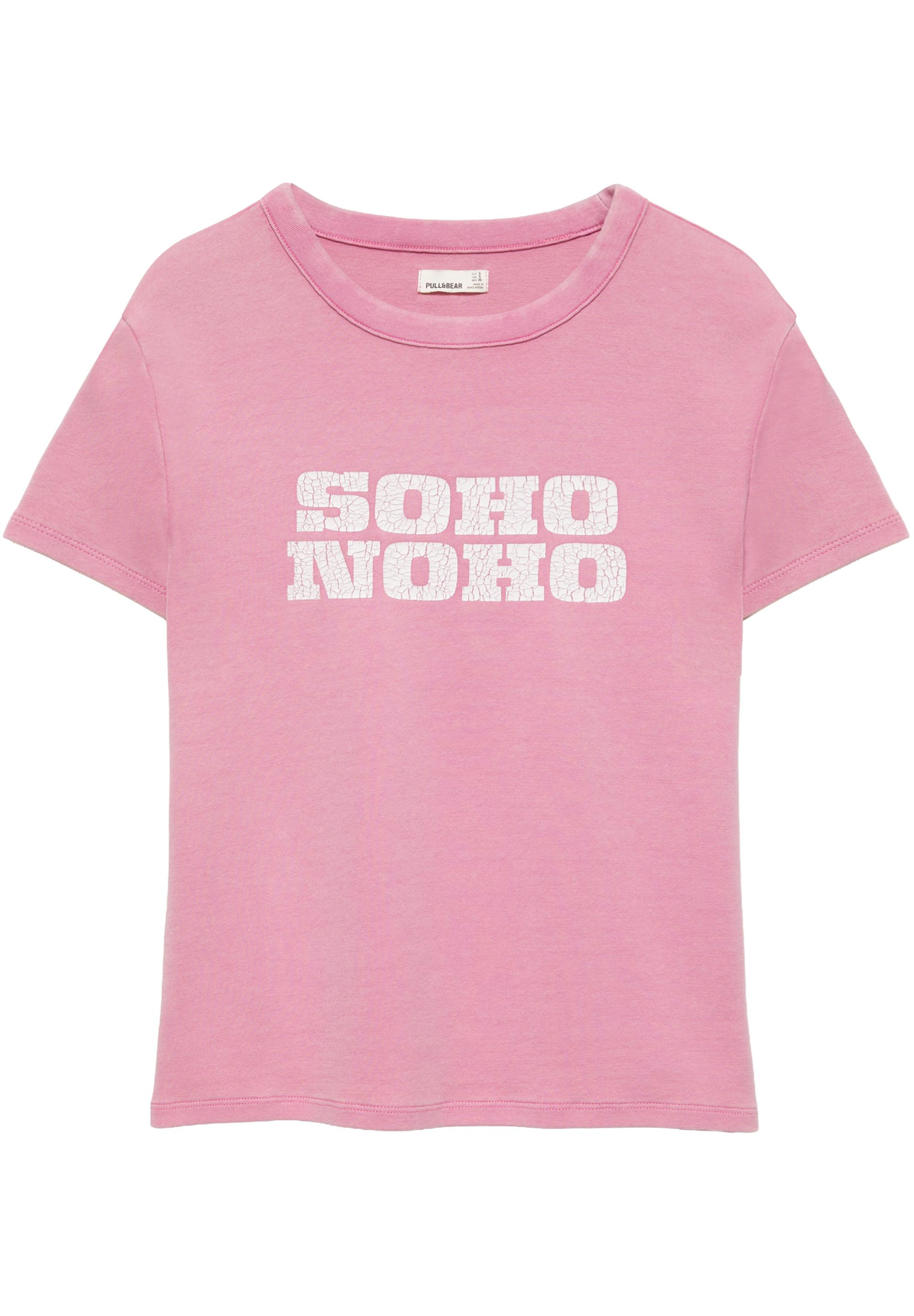Crackled text graphic T-shirt — Pink