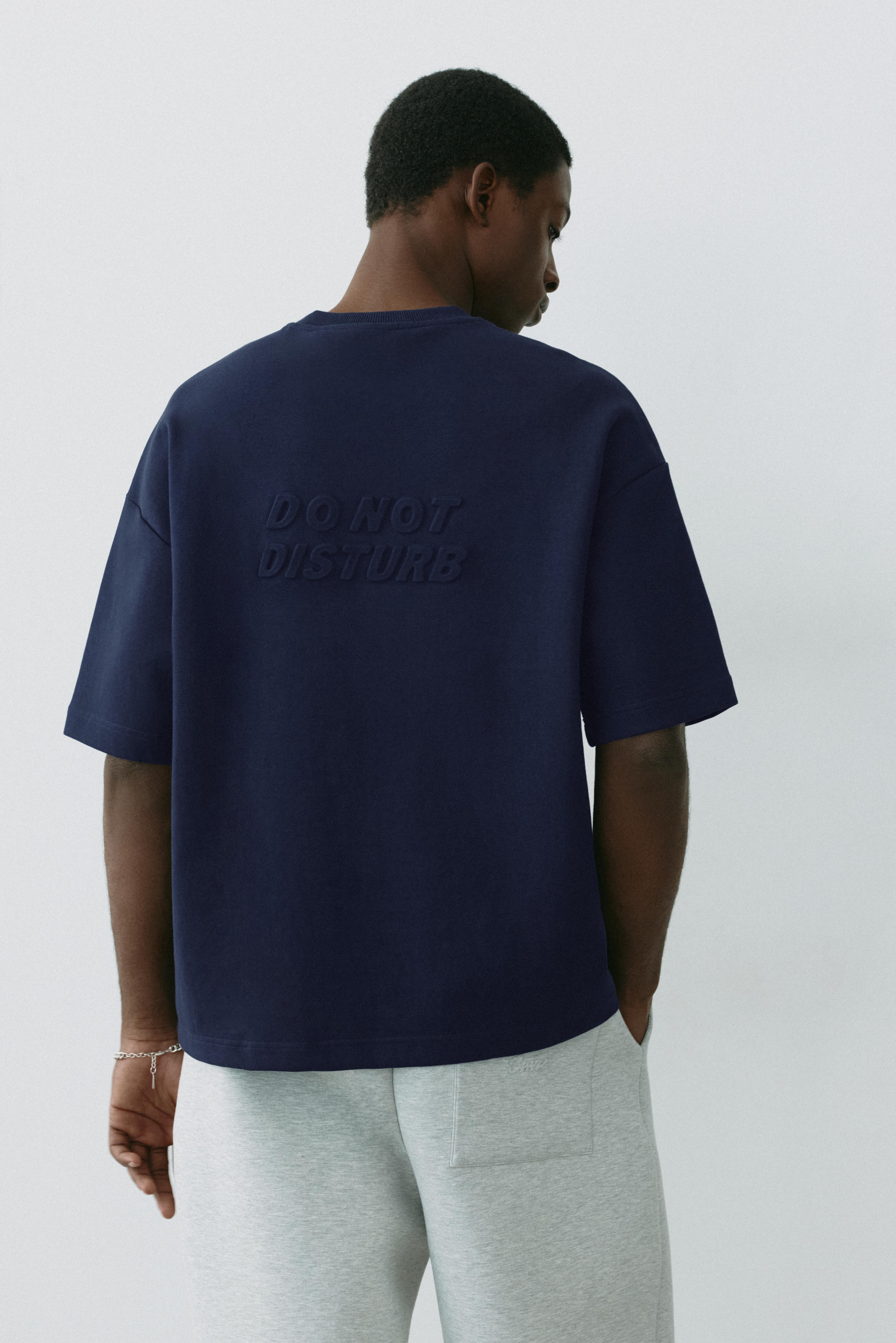 Short sleeve raised graphic sweatshirt — Navy
