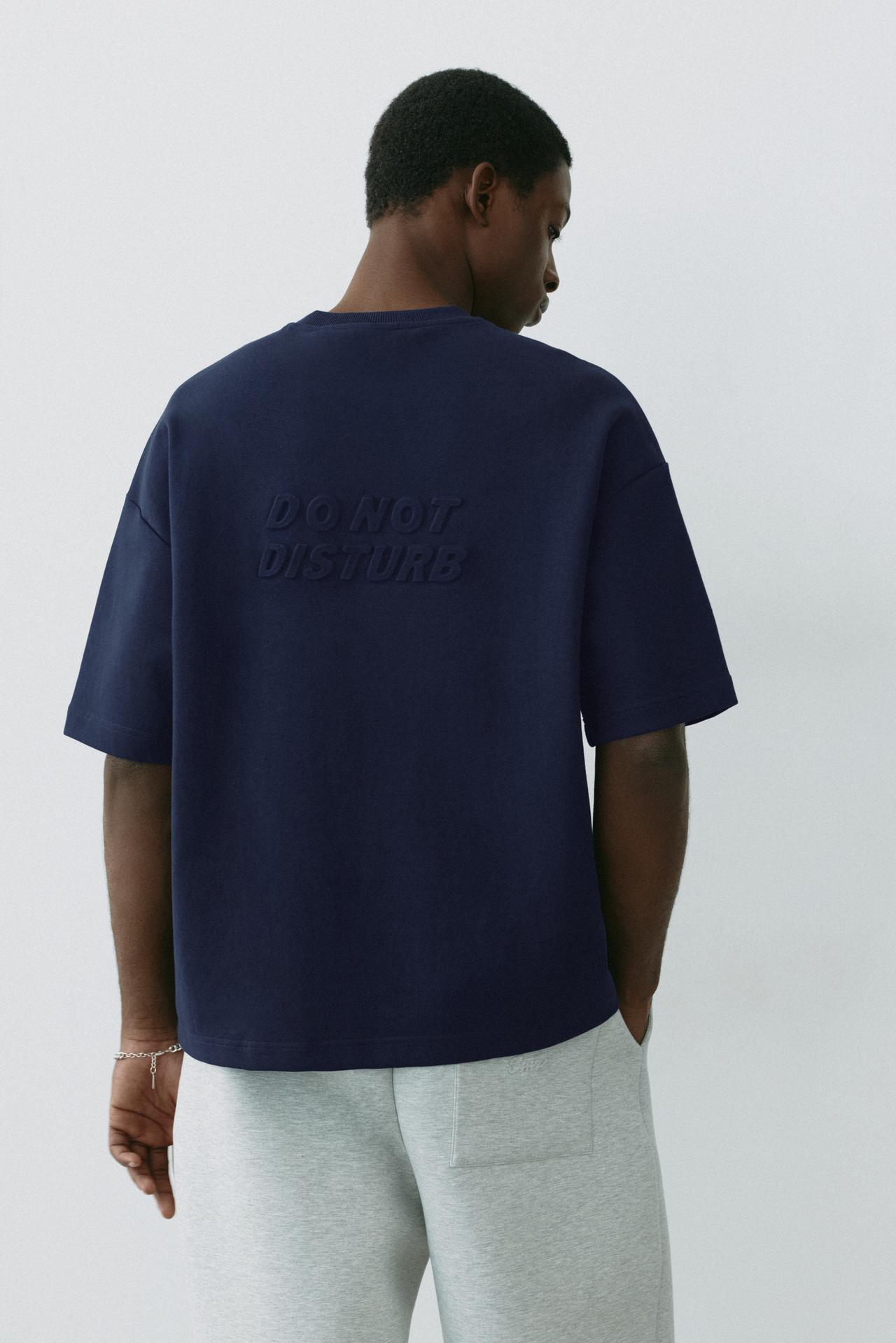 Short sleeve raised graphic sweatshirt — Navy