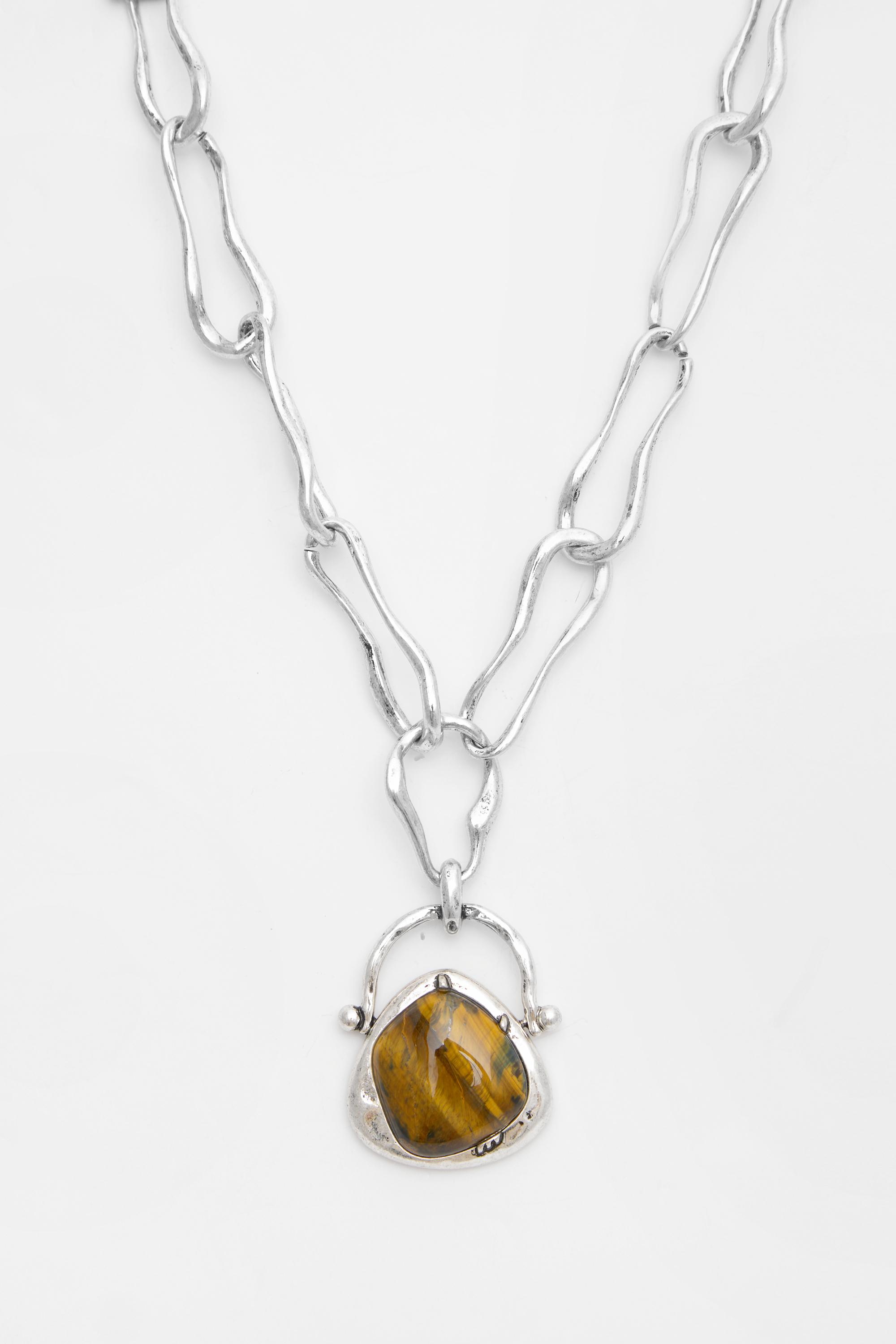 Halskette Mit Gliederkette Und Steinanhänger