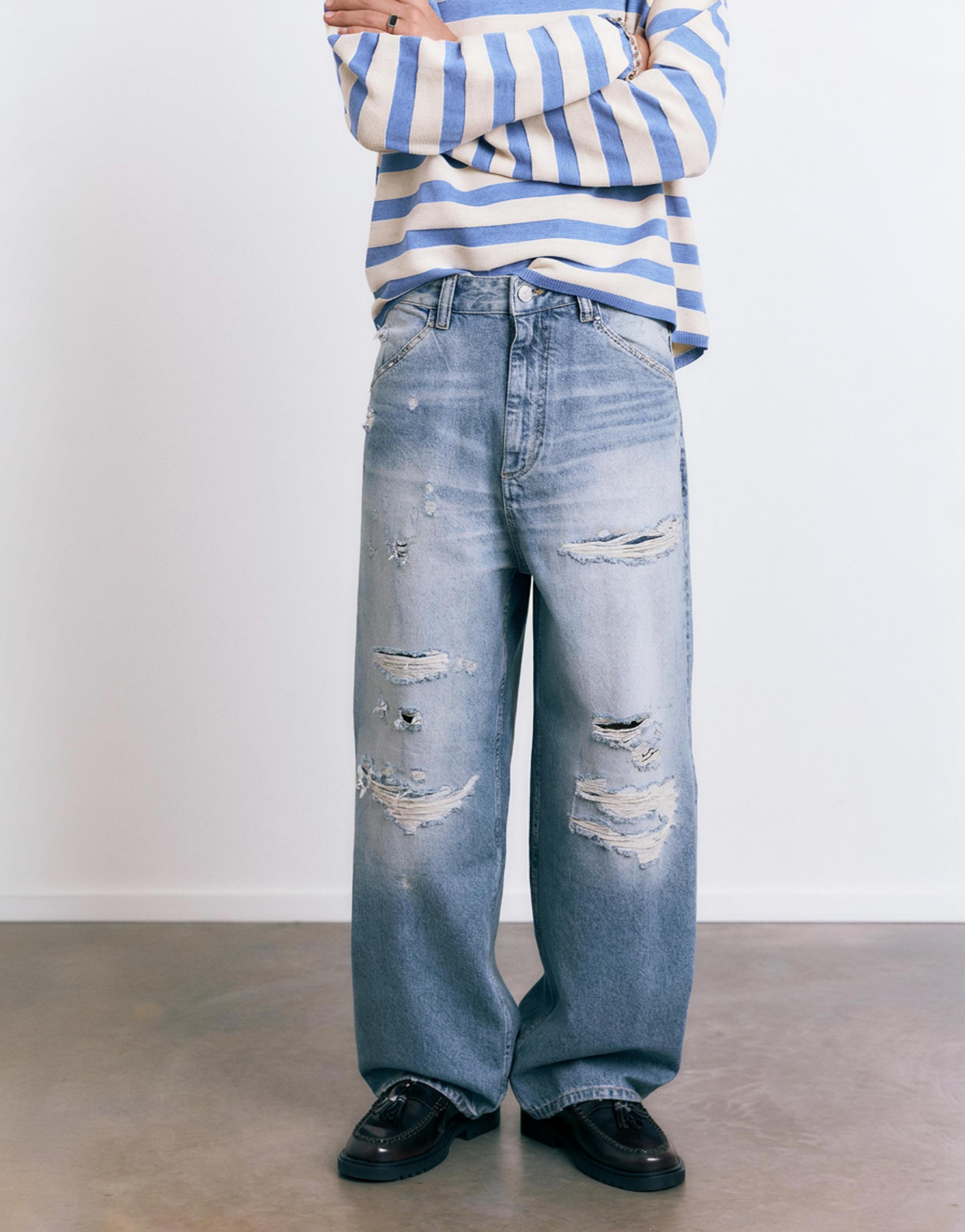 Distressed süper bol paça jean - Görsel 23