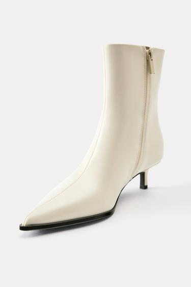 Kitten heel ankle boots — Ecru 5