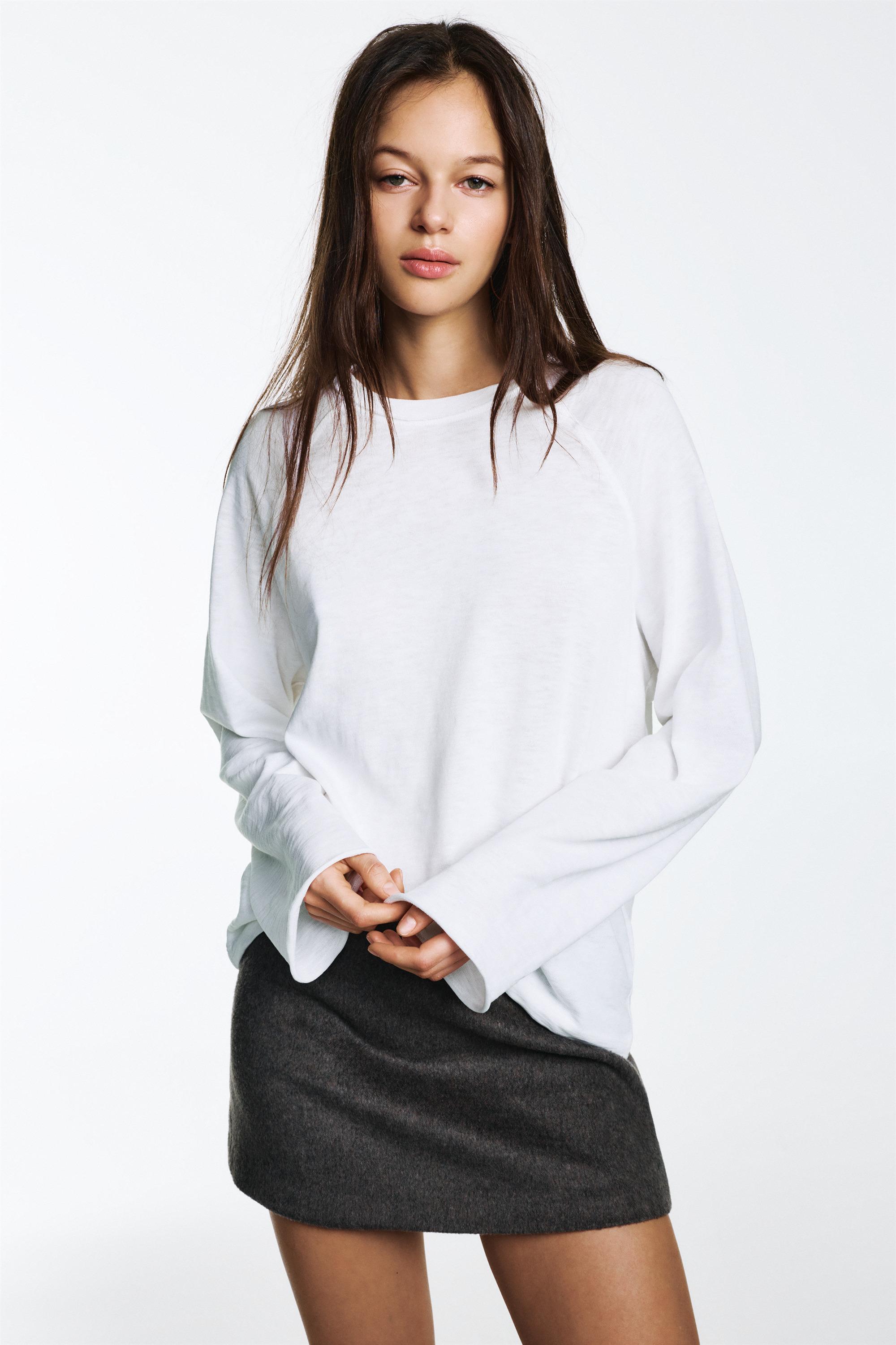Long sleeve raglan T-shirt — White