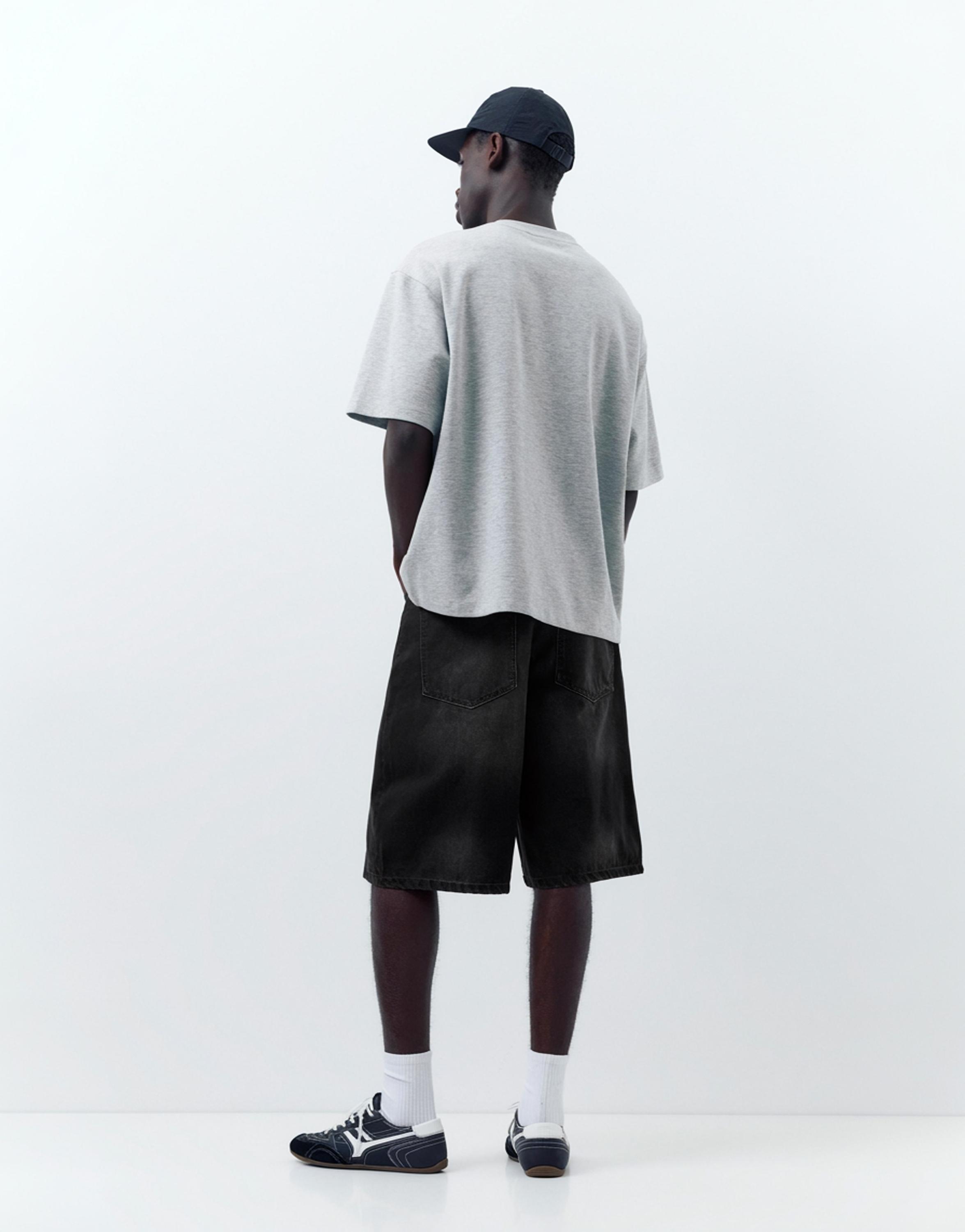 Skater denim Bermuda shorts — Faded black
