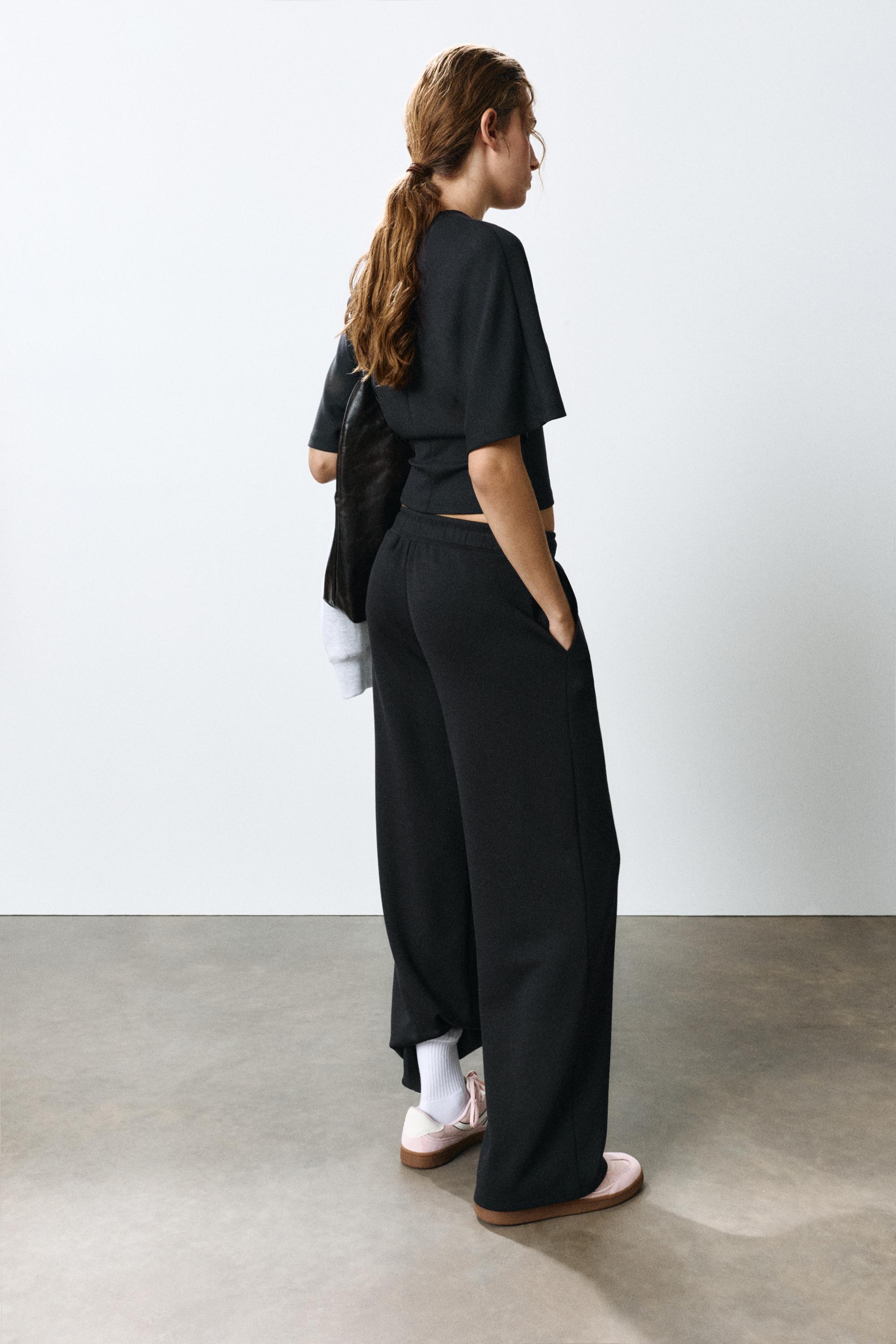 Modal wide-leg trousers — Anthracite grey