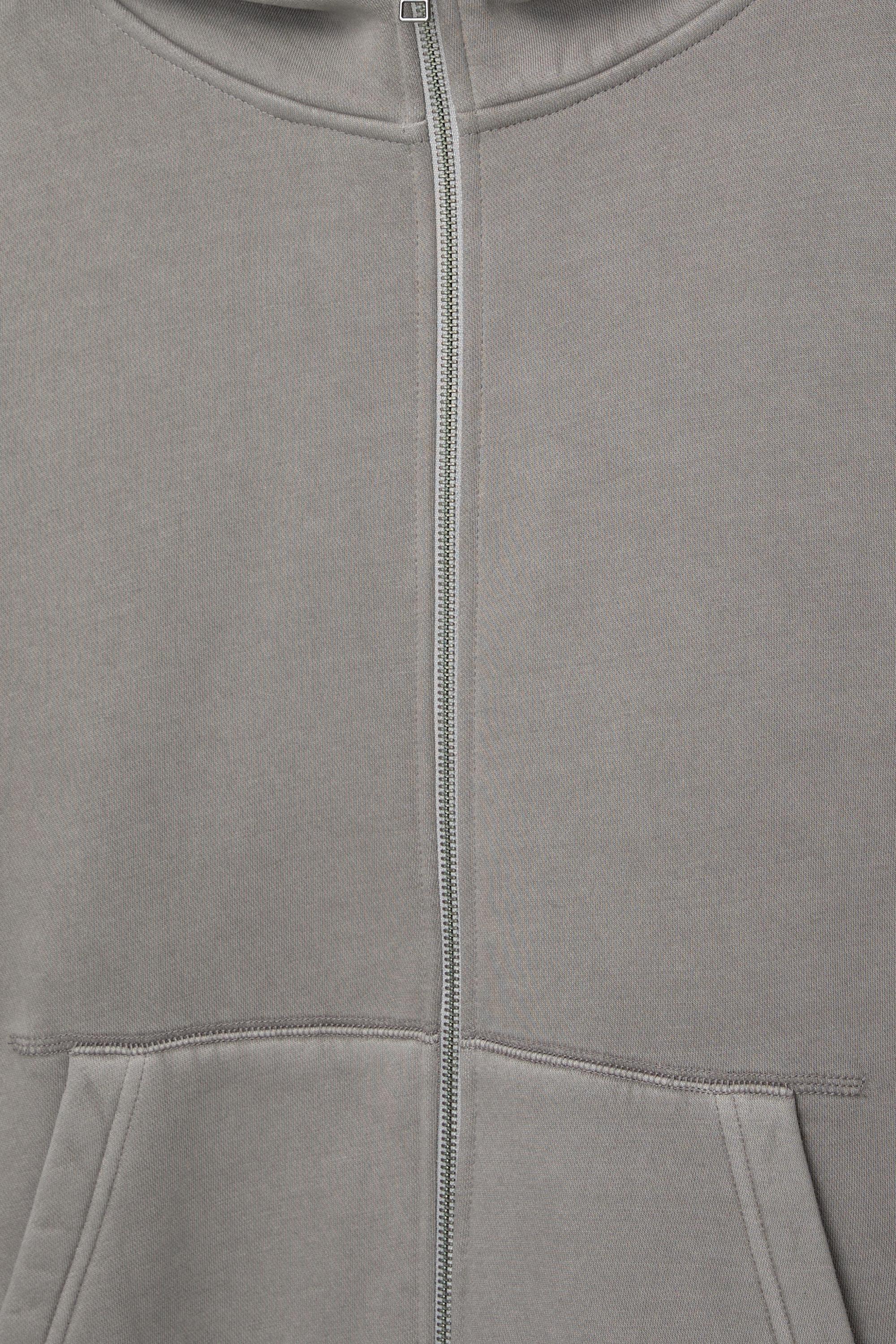 Fermuarlı yıkanmış boxy sweatshirt - Görsel 14