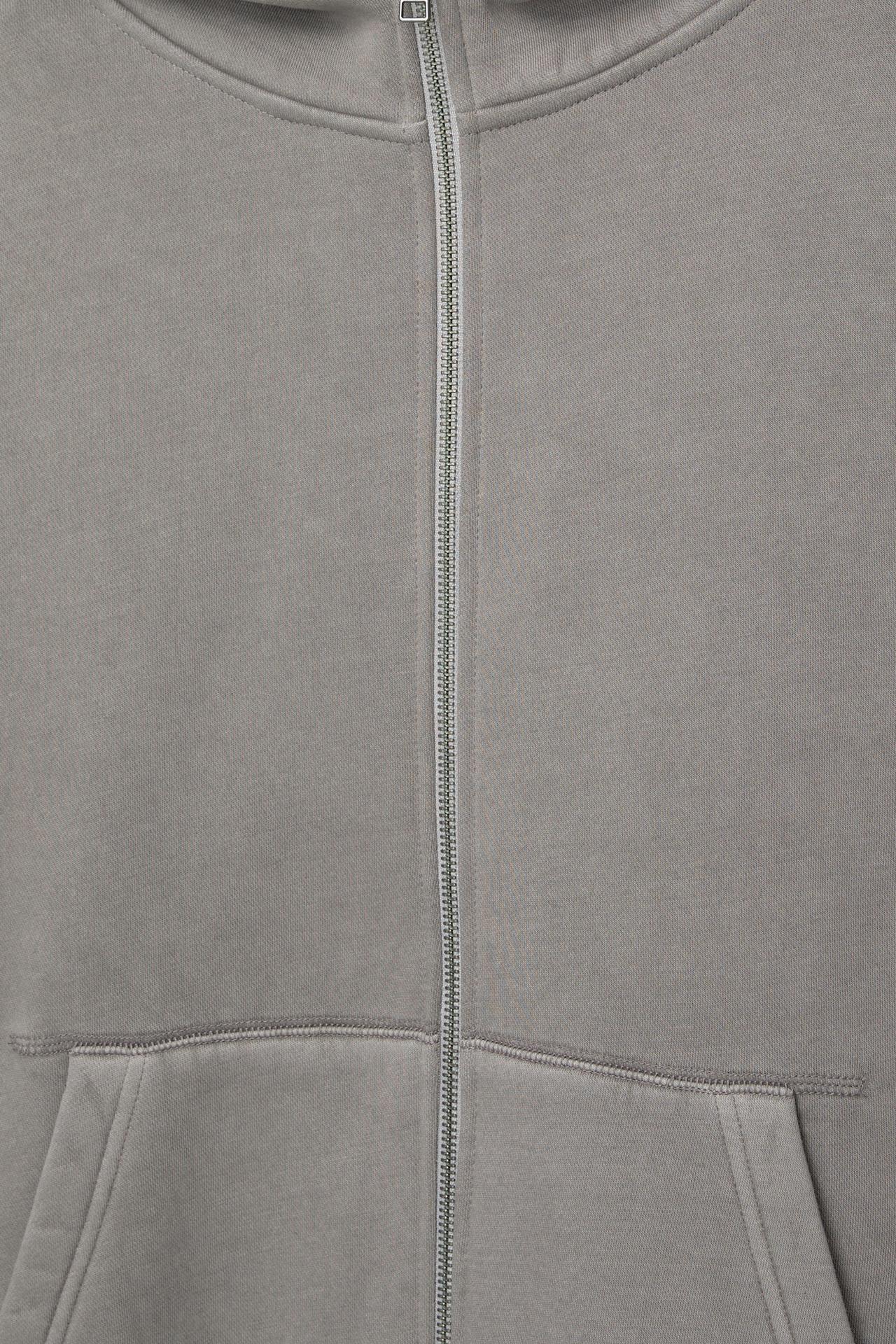 Washed boxy zip-up hoodie — Grey