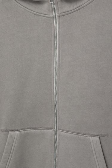 Washed boxy zip-up hoodie — Grey 6