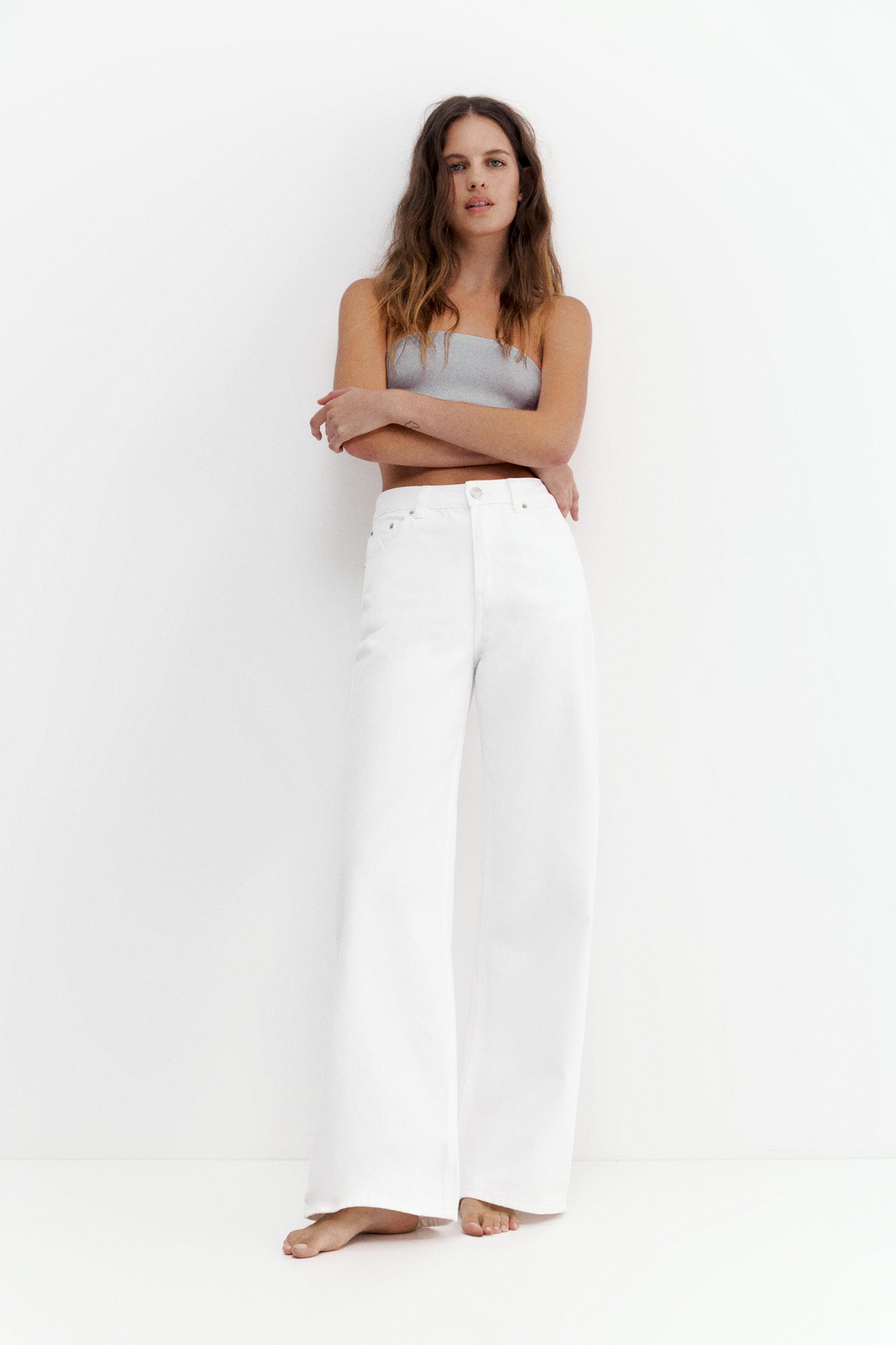 High-waist wide-leg jeans — White-t