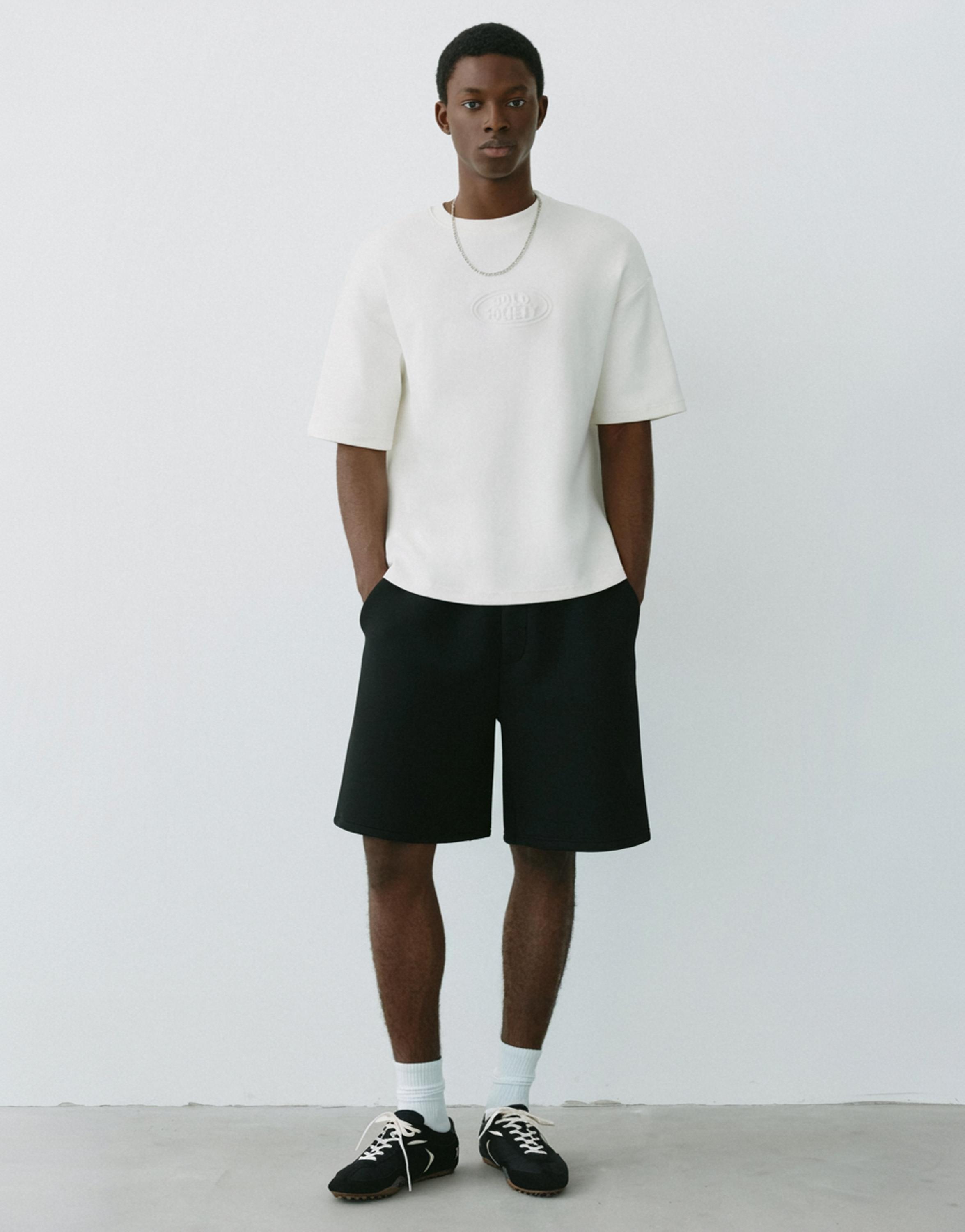Short sleeve sweatshirt with raised logo — Off white