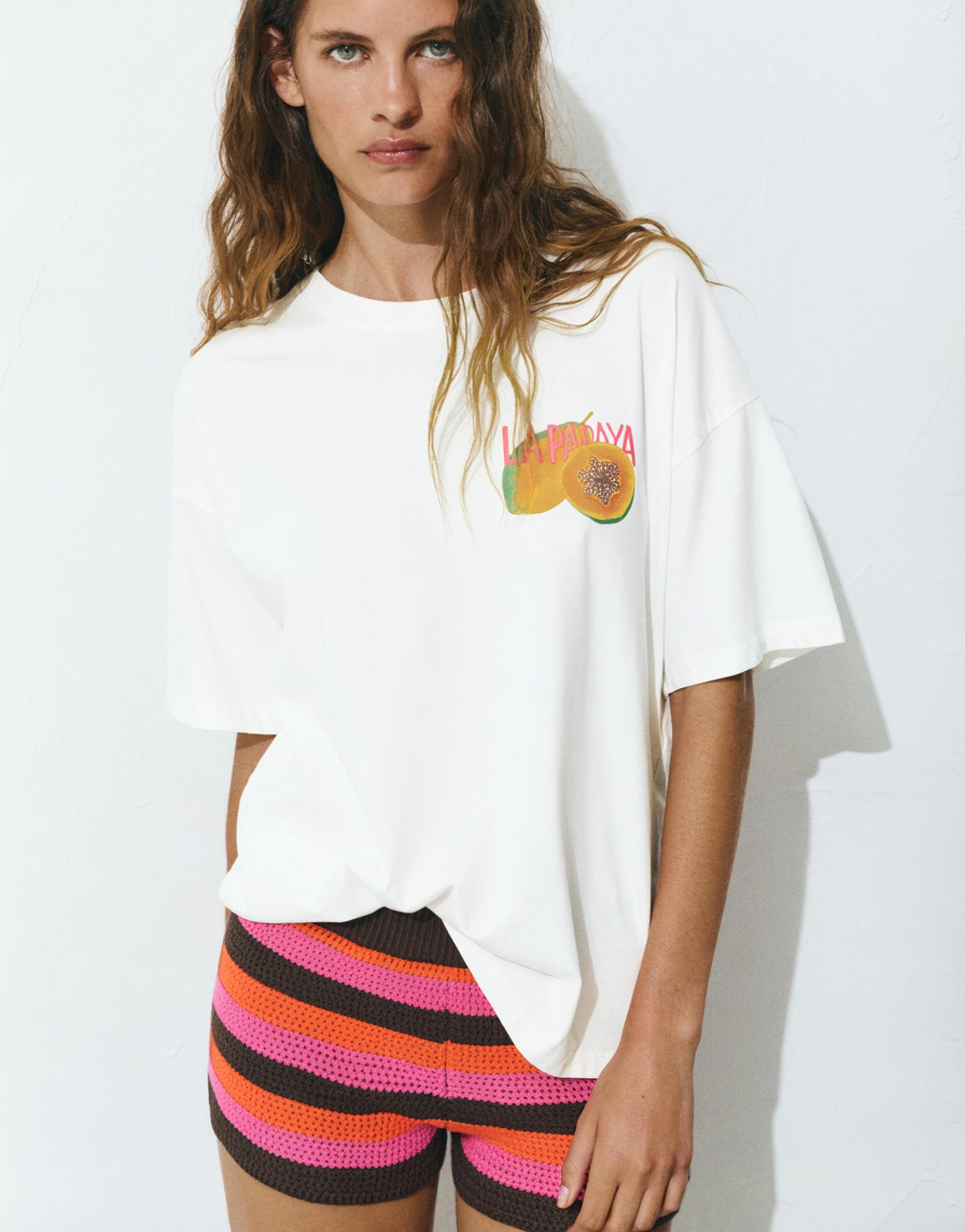 Papaya grafik baskılı t-shirt - Görsel 6