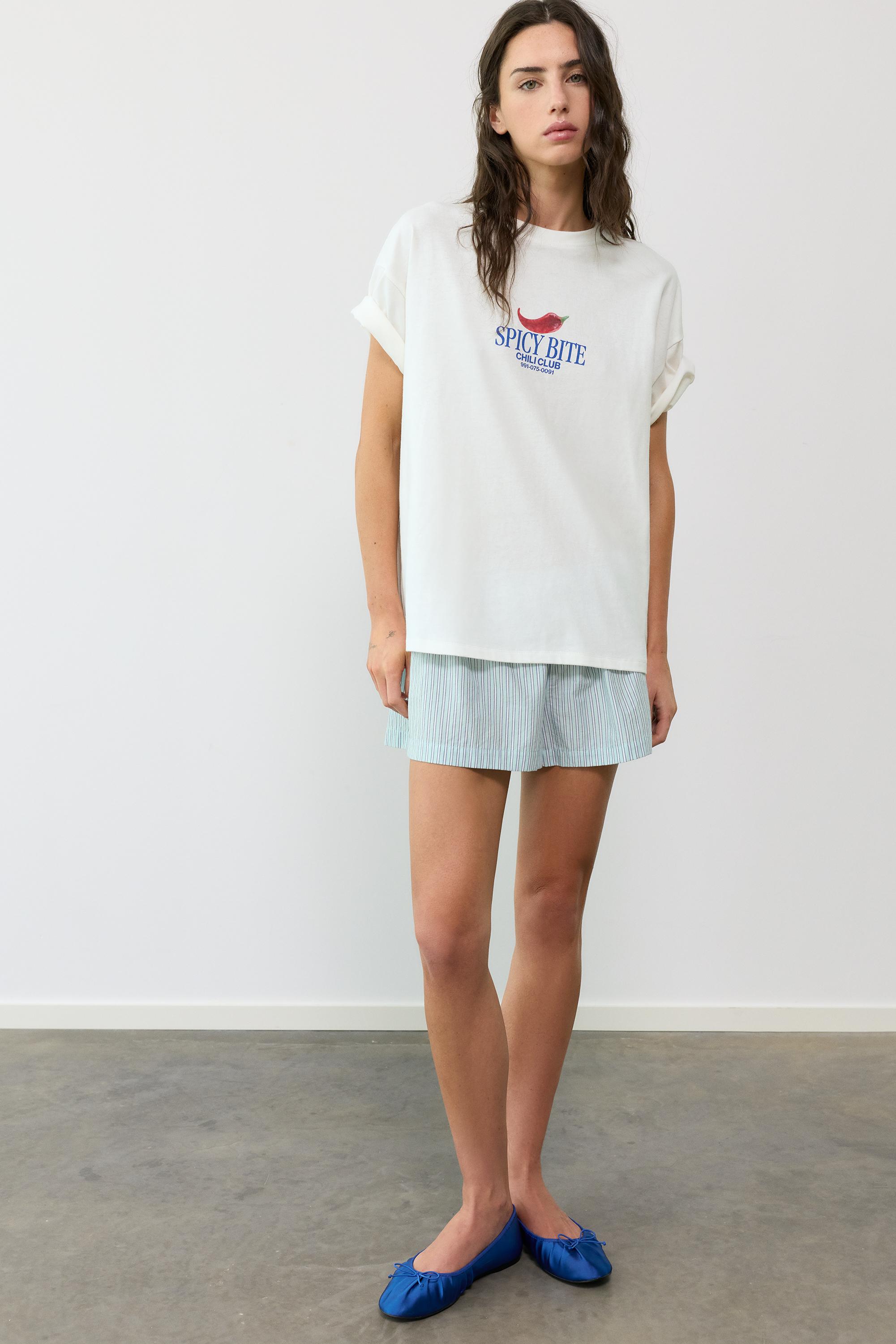 Oversize chilli graphic T-shirt — Ice