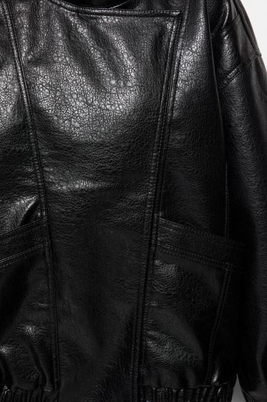 Leather effect high neck jacket — Black 9