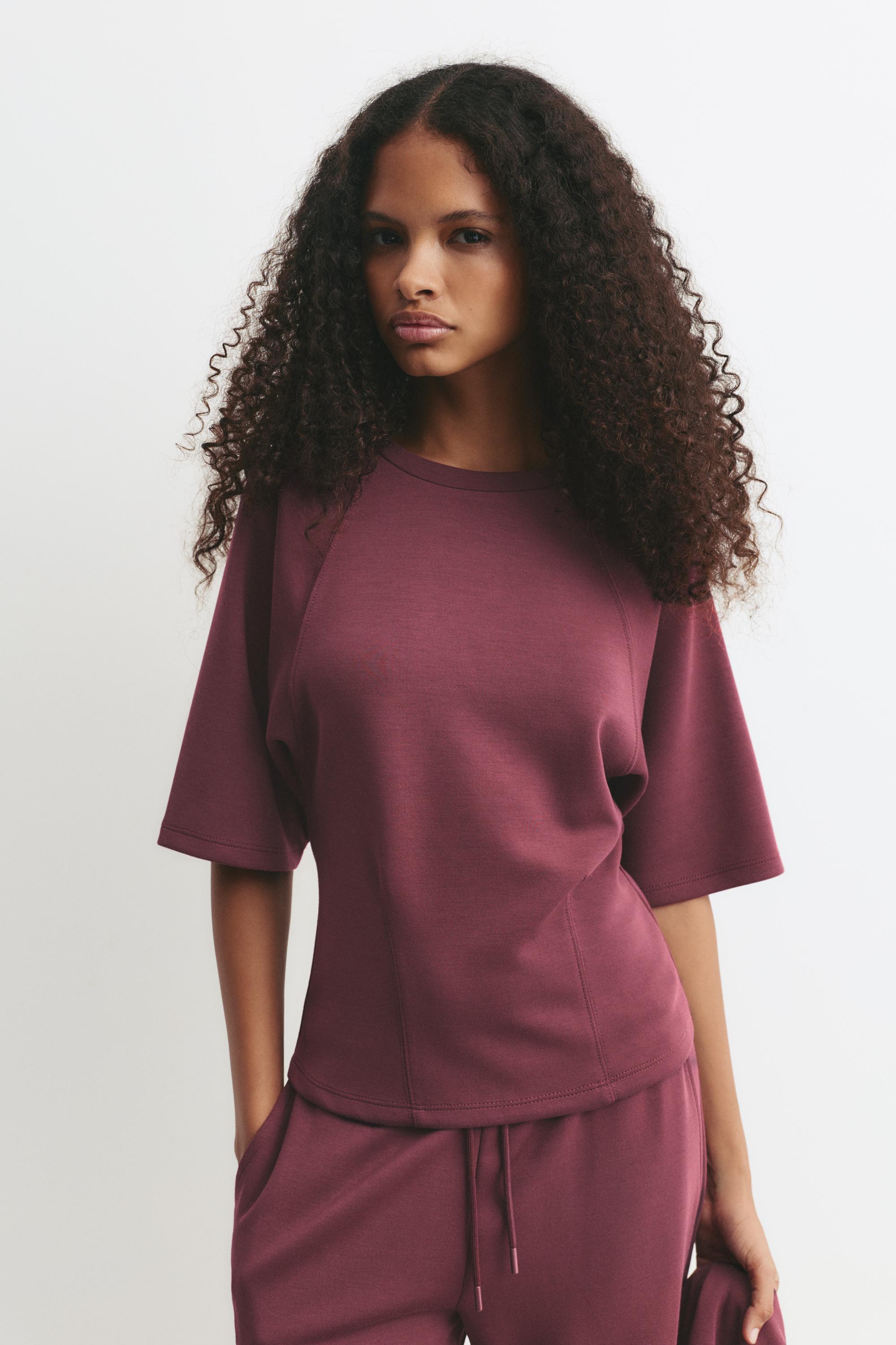 Soft touch short sleeve sweatshirt — Eggplant