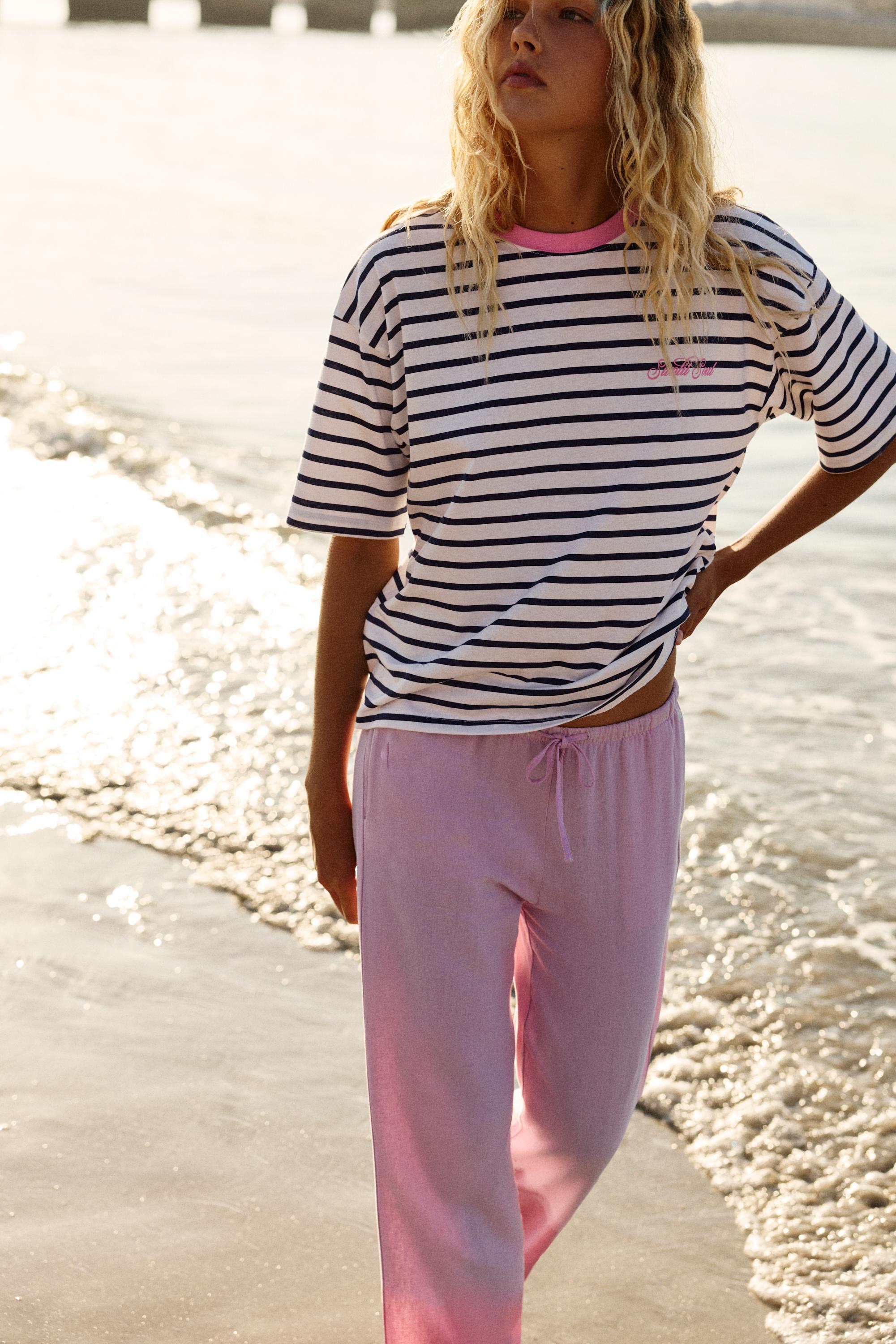 Oversize striped T-shirt — Navy