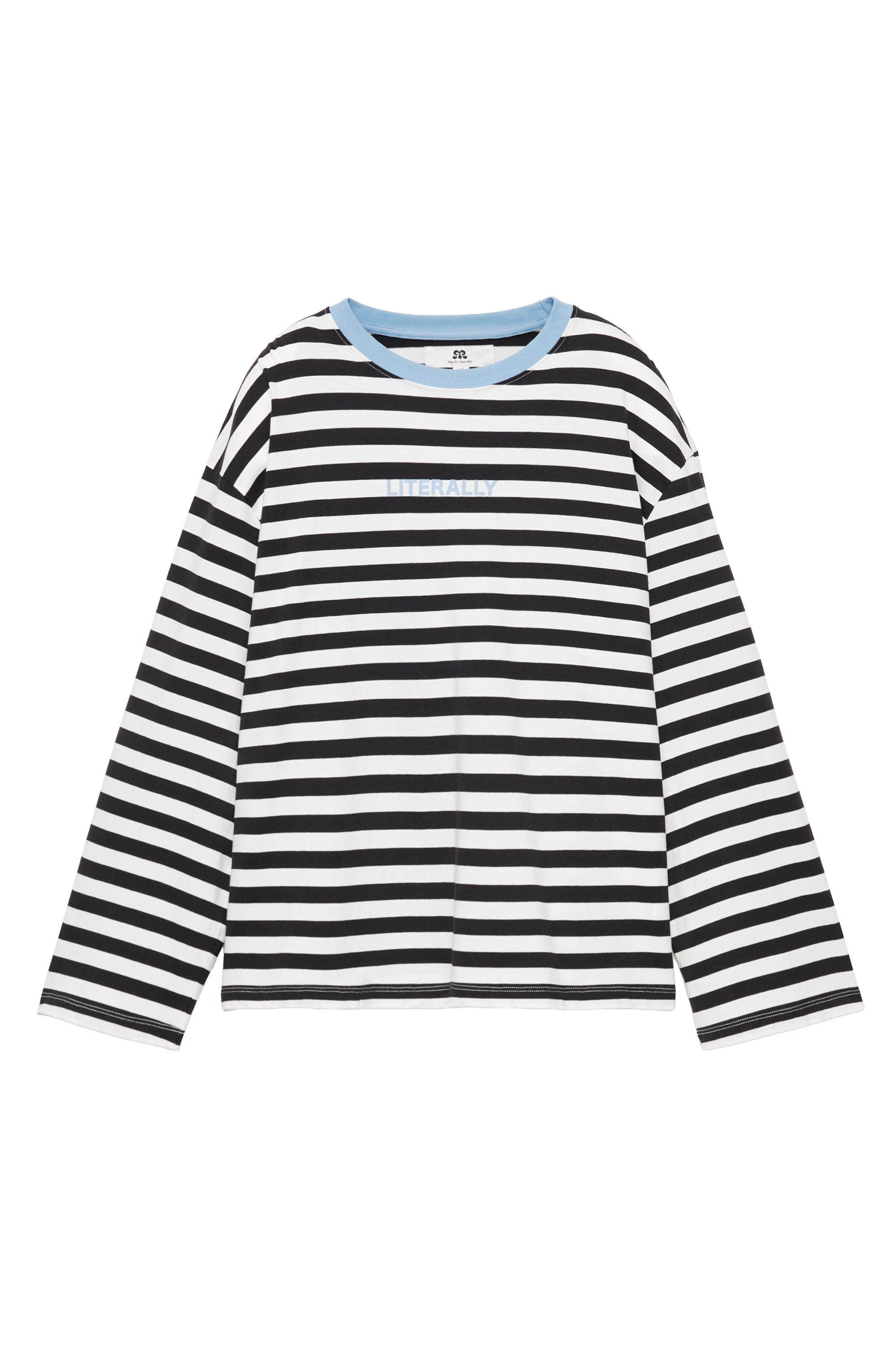 Pull&Bear Çizgili oversize tişört görsel 3